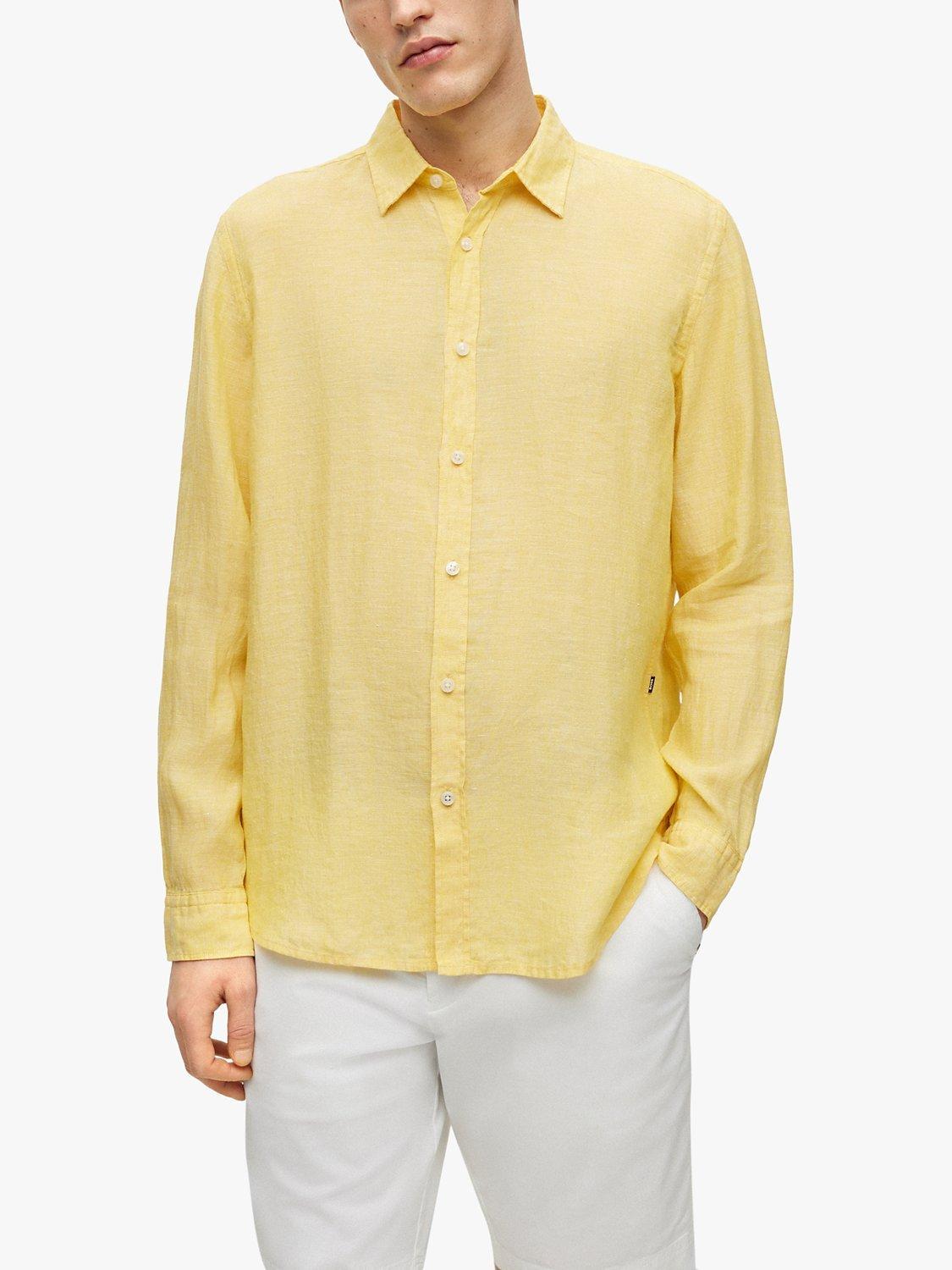 BOSS Liam Linen Shirt, Bright Yellow