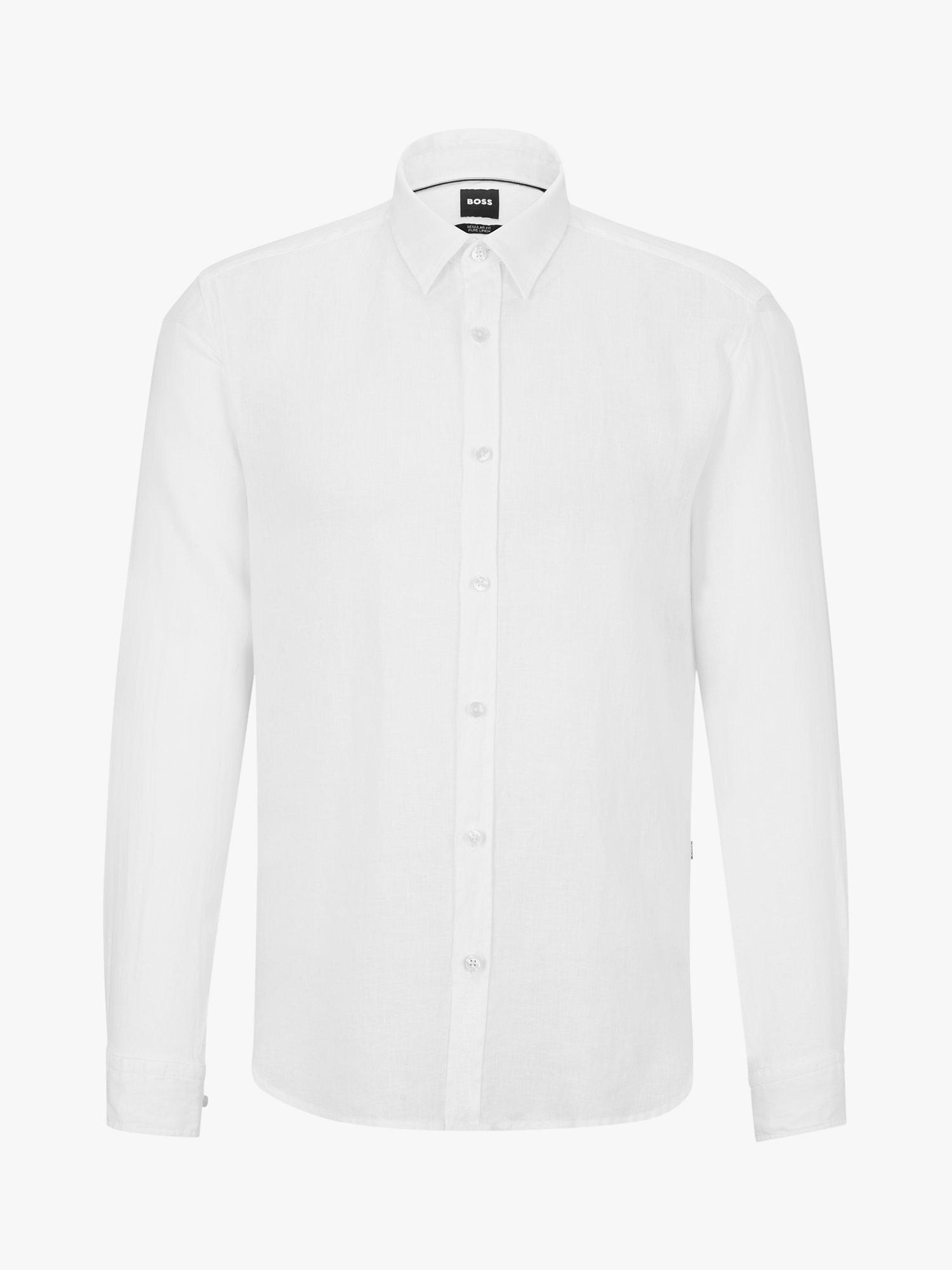 BOSS Liam Linen Shirt, White