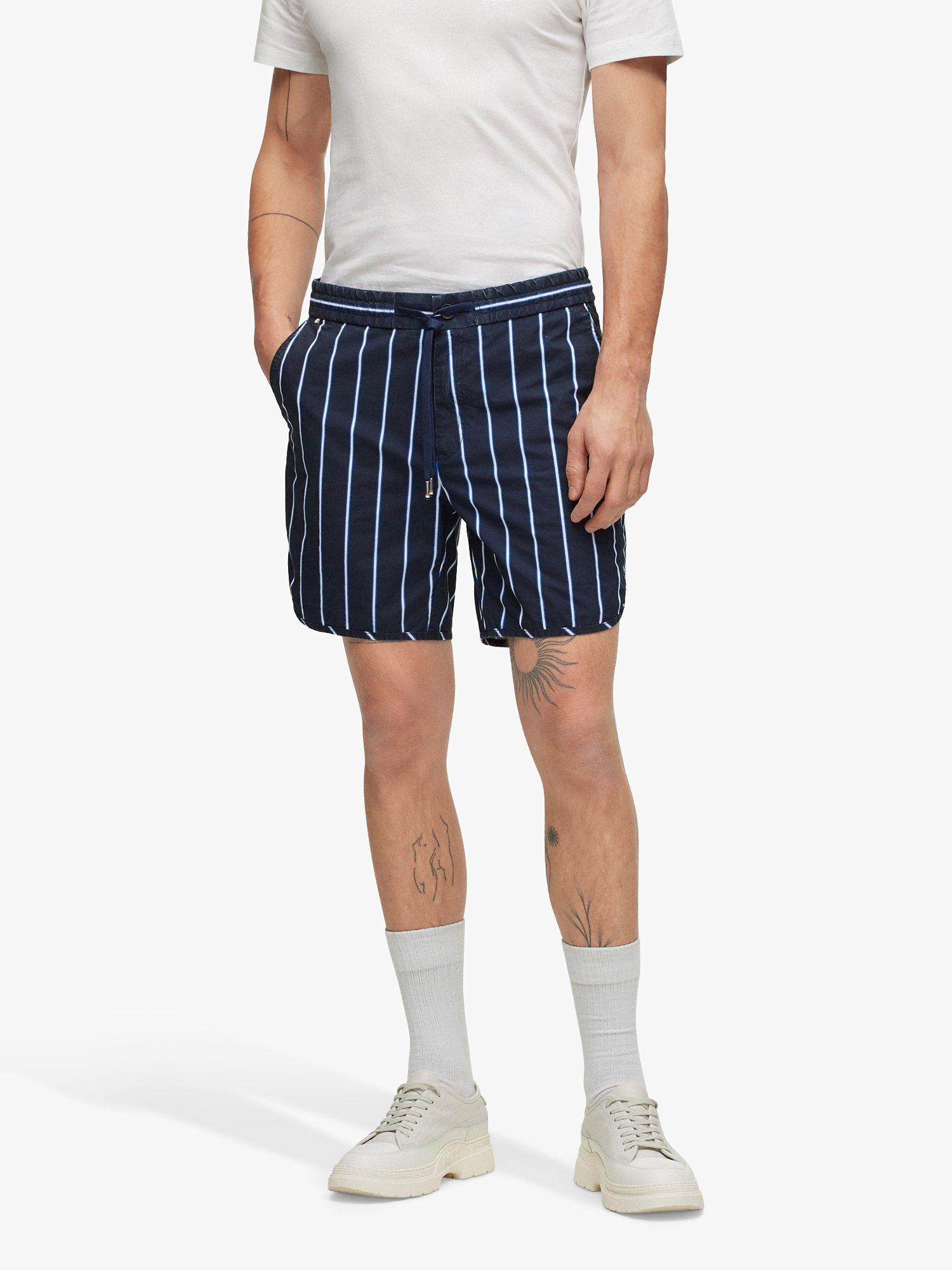 Product image 1 of 4, which shows HUGO BOSS Kacey Stripe Shorts, Dark Blue/White, 42R