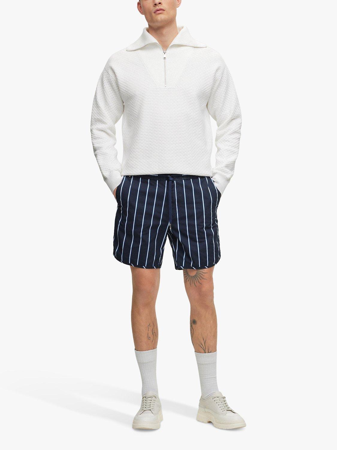 Product image 2 of 4, which shows HUGO BOSS Kacey Stripe Shorts, Dark Blue/White, 42R