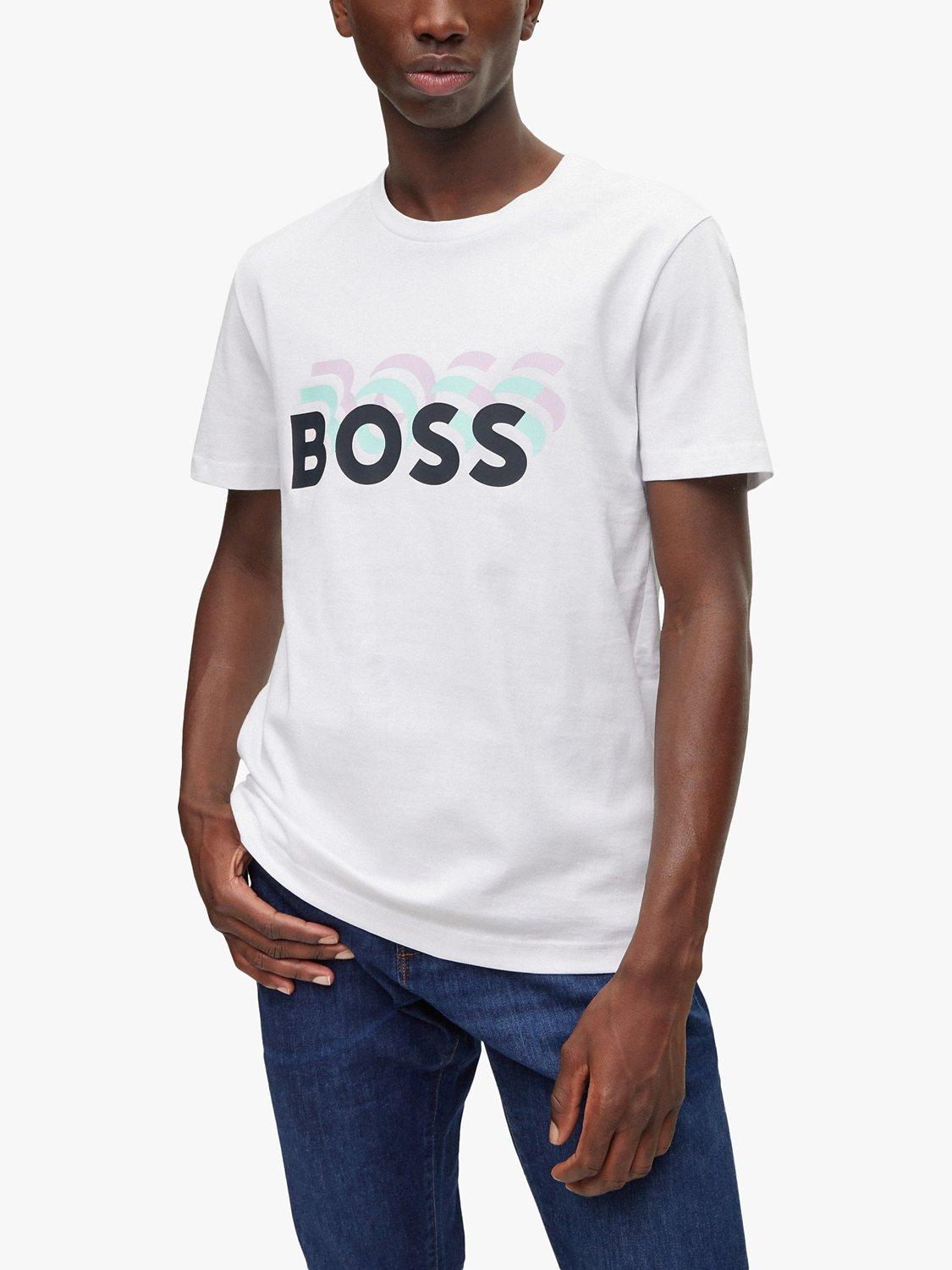 HUGO BOSS Tessler Repeat Logo Print T-Shirt, White