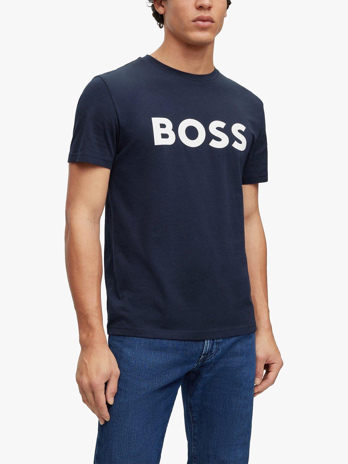 HUGO BOSS BOSS Logo Thinking Cotton T-Shirt, Dark Blue
