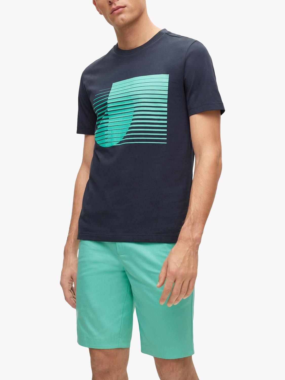 BOSS Flag Artwork Print T-Shirt, Dark Blue/Mint