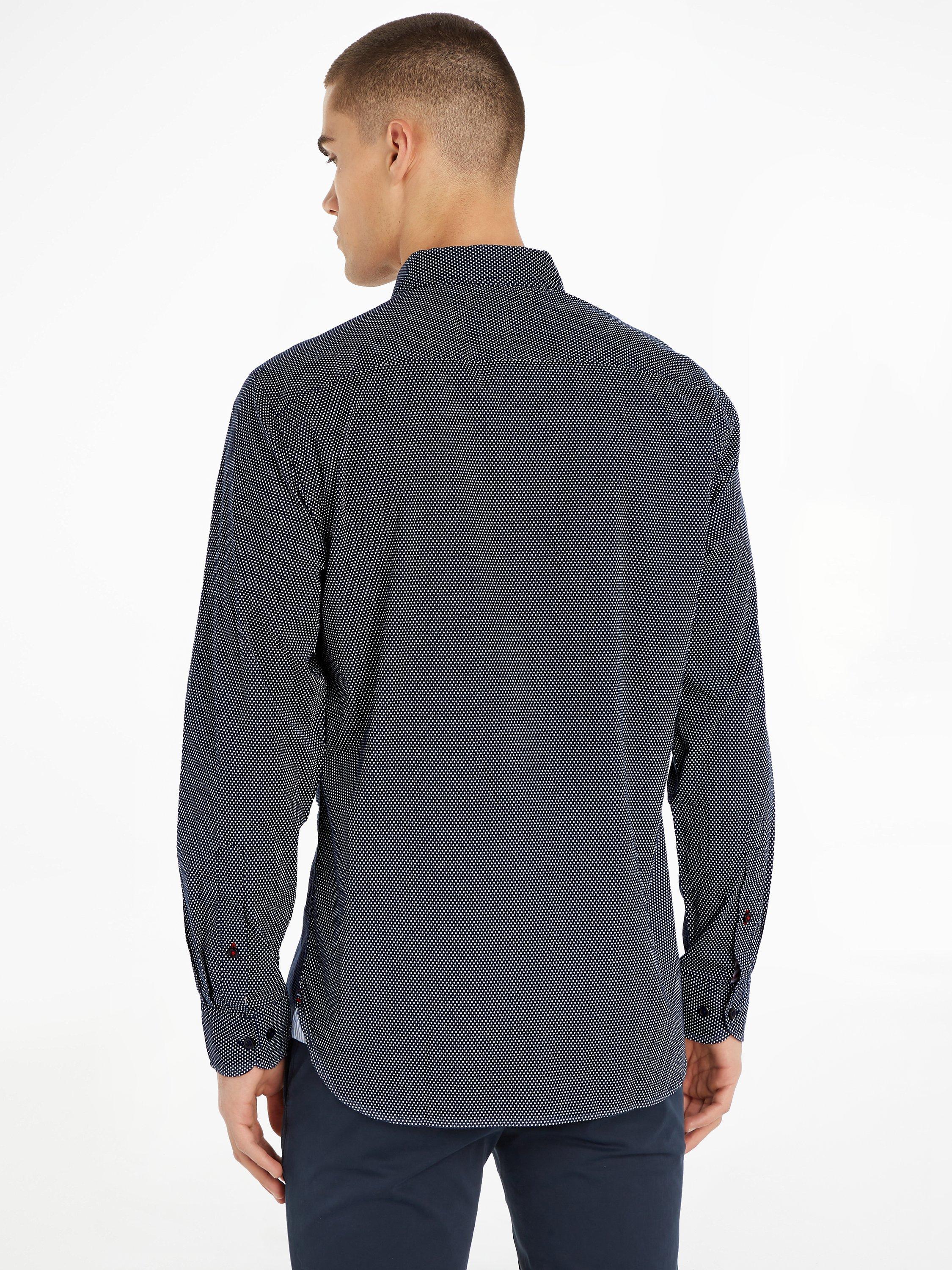 Product image 2 of 6, which shows Tommy Hilfiger Dot Print Organic Cotton Shirt, Carbon Navy/White, S