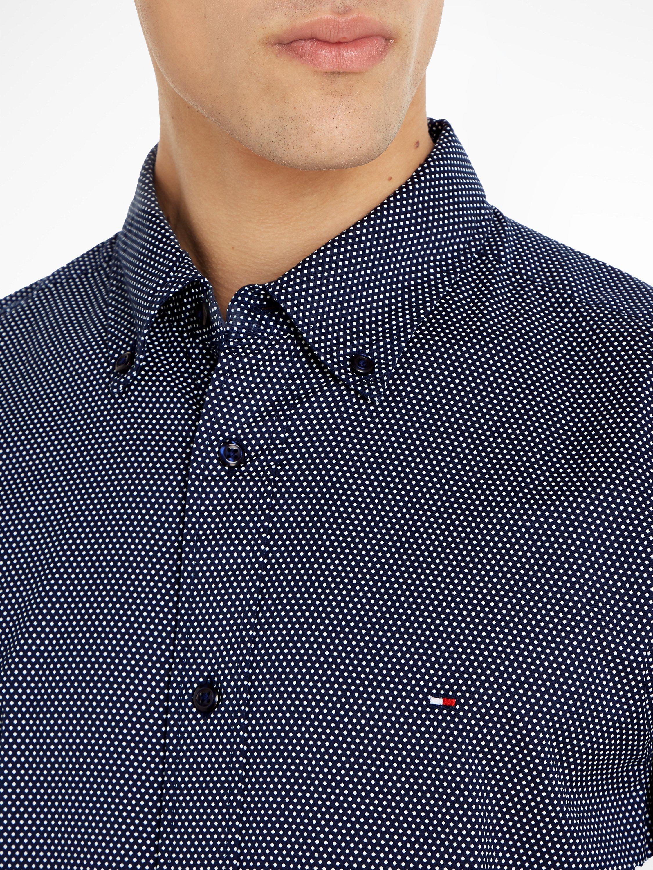 Product image 3 of 6, which shows Tommy Hilfiger Dot Print Organic Cotton Shirt, Carbon Navy/White, S
