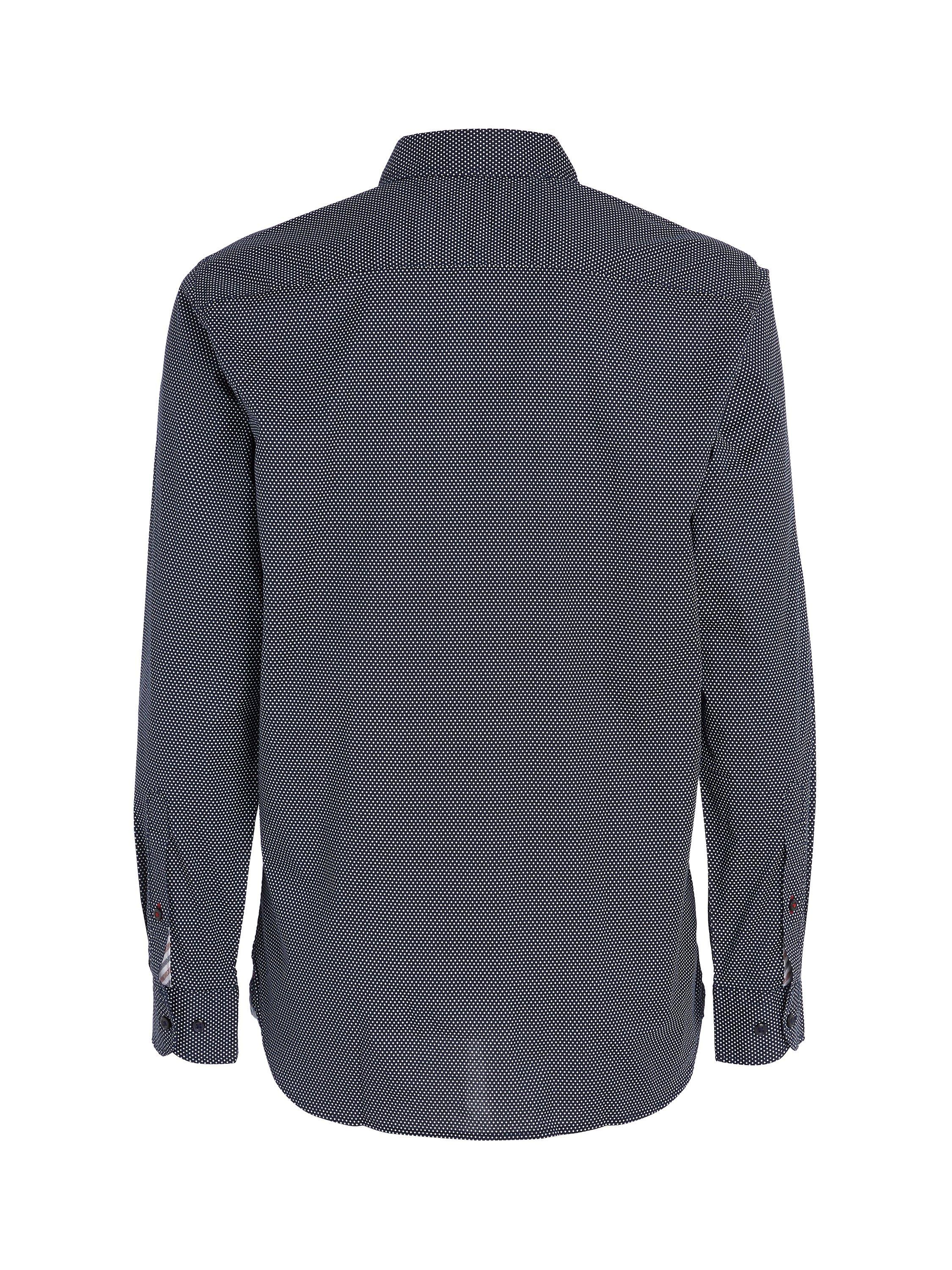 Product image 5 of 6, which shows Tommy Hilfiger Dot Print Organic Cotton Shirt, Carbon Navy/White, S