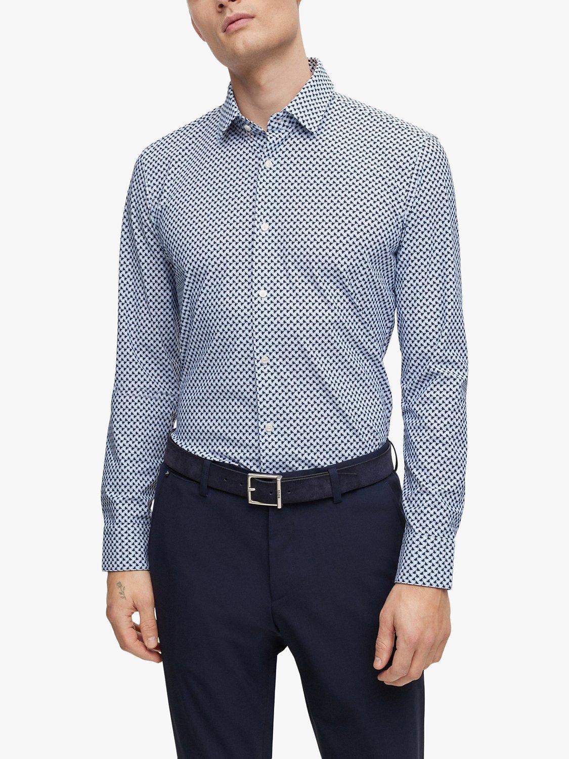HUGO Hank Long Sleeve Slim Fit Shirt, Light/Pastel Blue