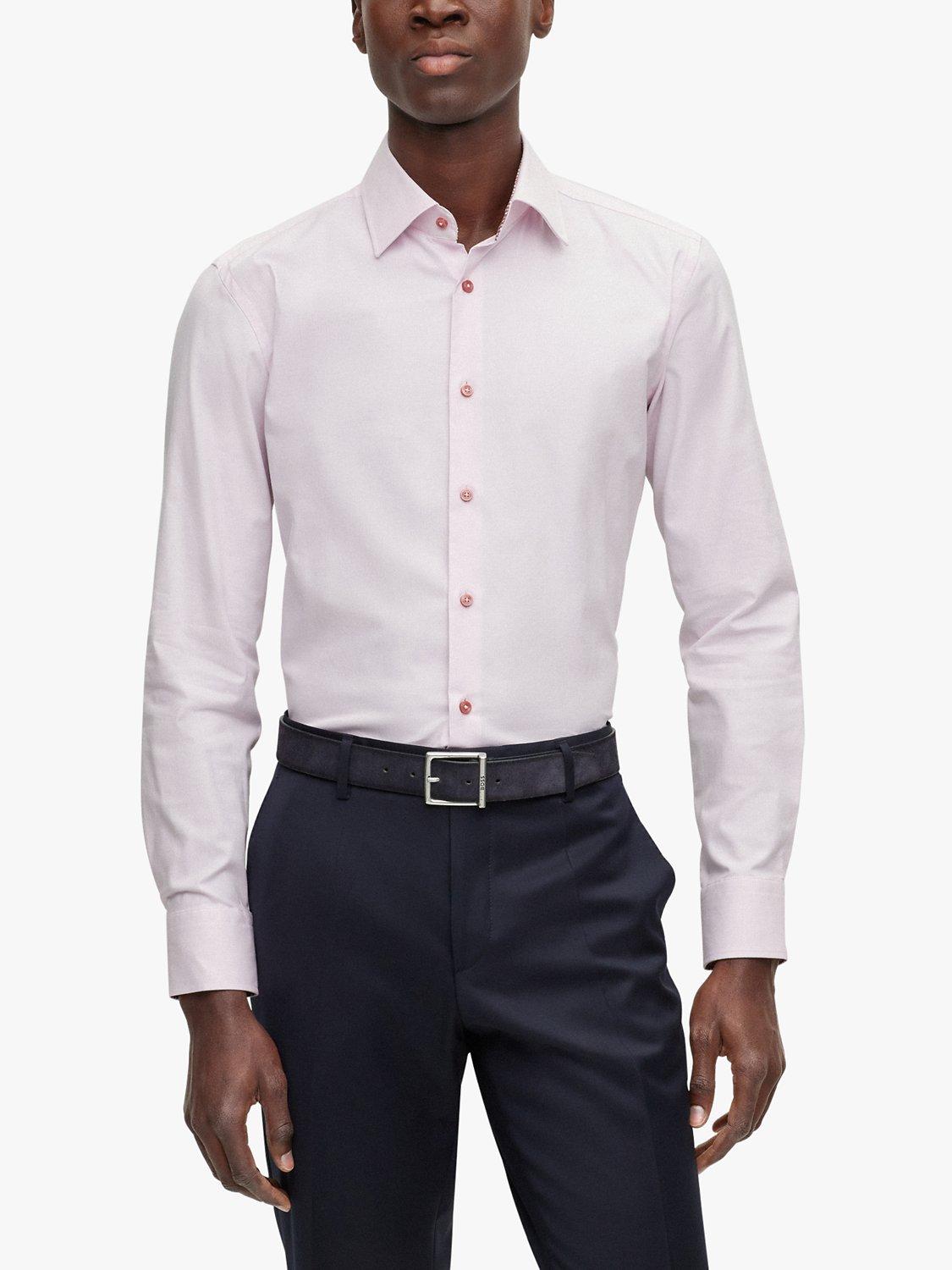 Product image 1 of 5, which shows HUGO Hank Kent Collar Long Sleeve Shirt, Light/Pastel Pink, 18