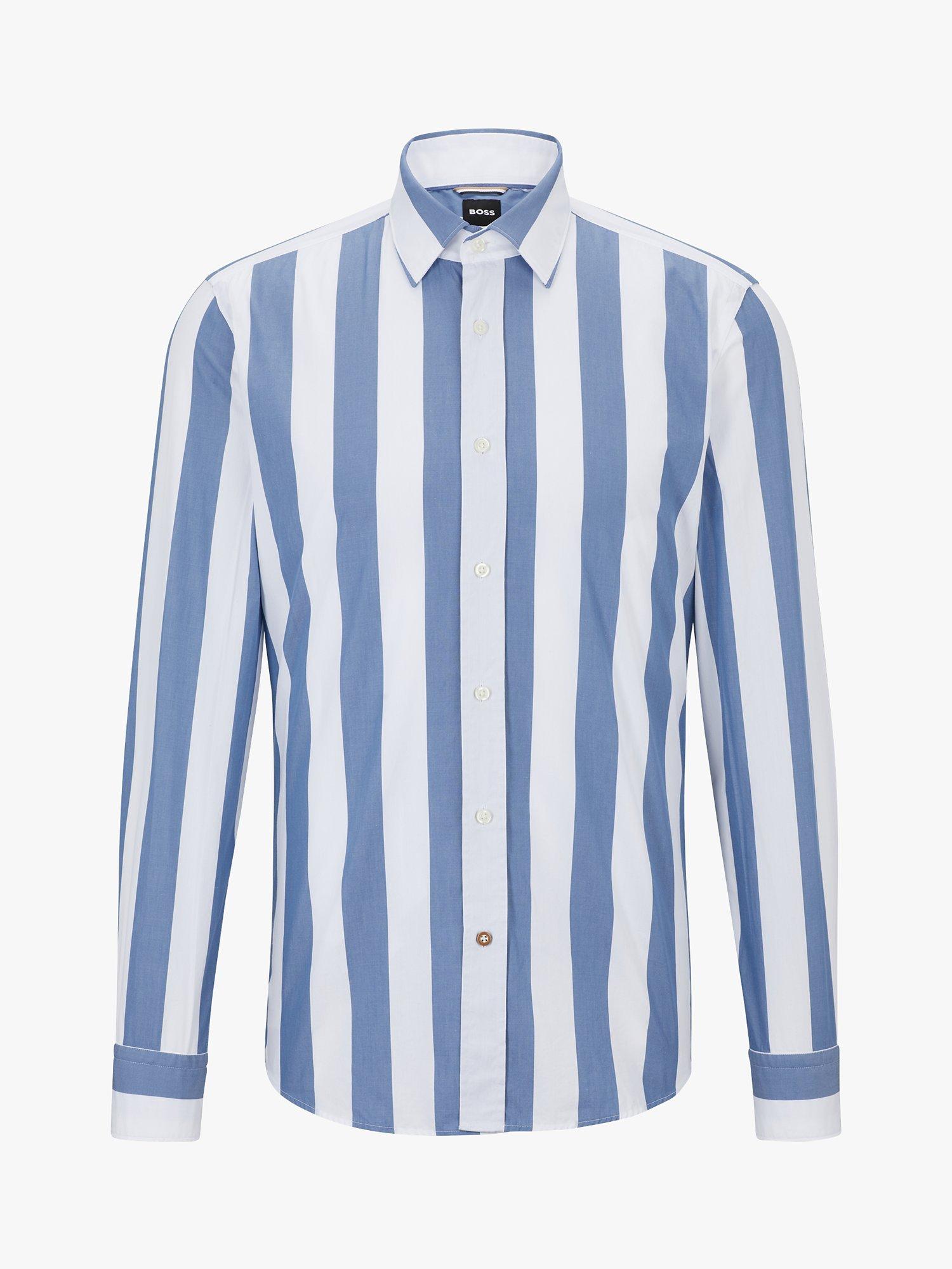Product image 4 of 5, which shows BOSS Hal Kent Striped Shirt, Blue/White, 17.5