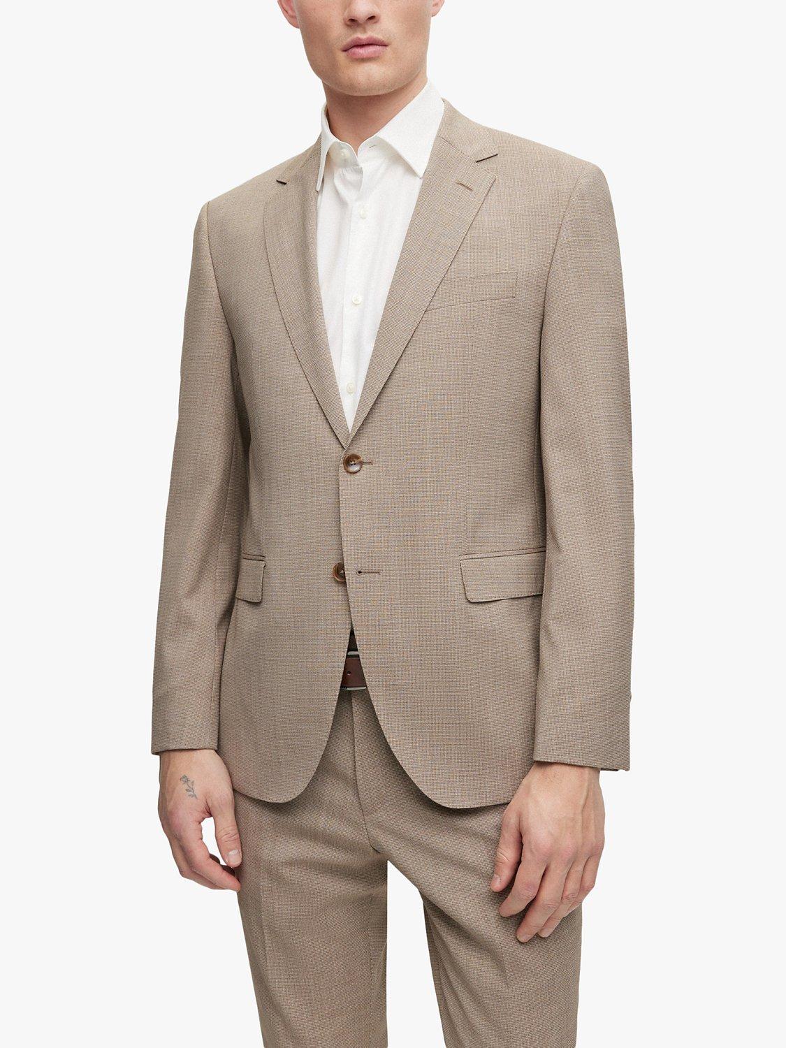 BOSS Jeckson Two Piece Wool Jacket and Trousers Suit, Light Beige