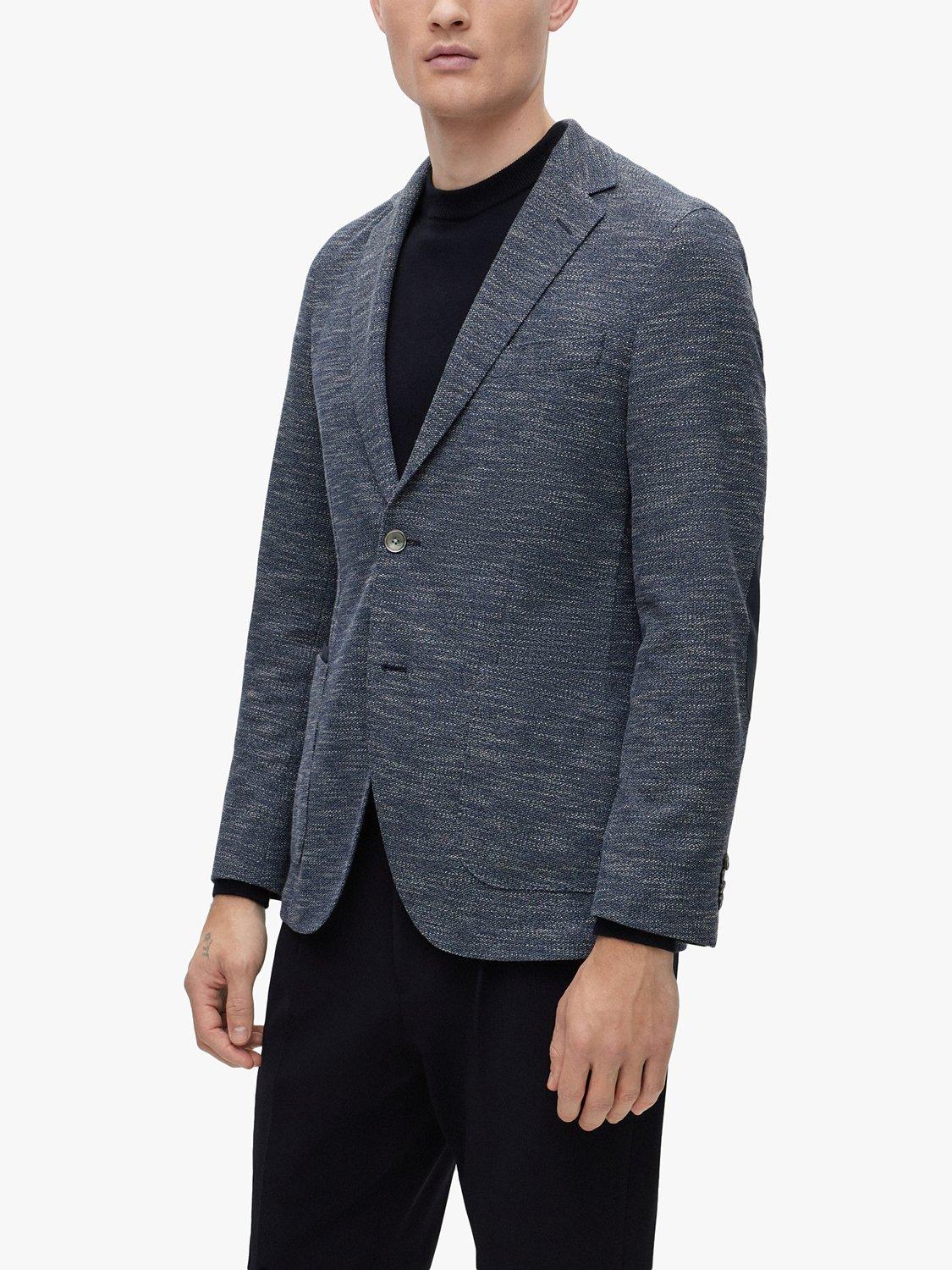 HUGO Jaye Elbow Patch Suit Jacket, Dark Blue