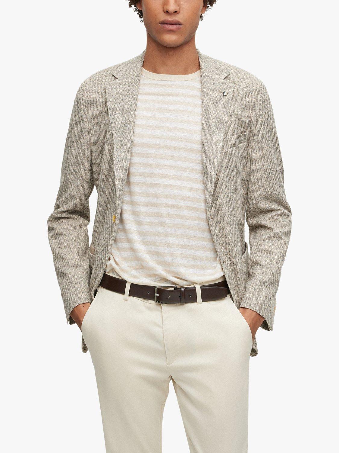 HUGO Jaye Elbow Patch Suit Jacket, Light Beige