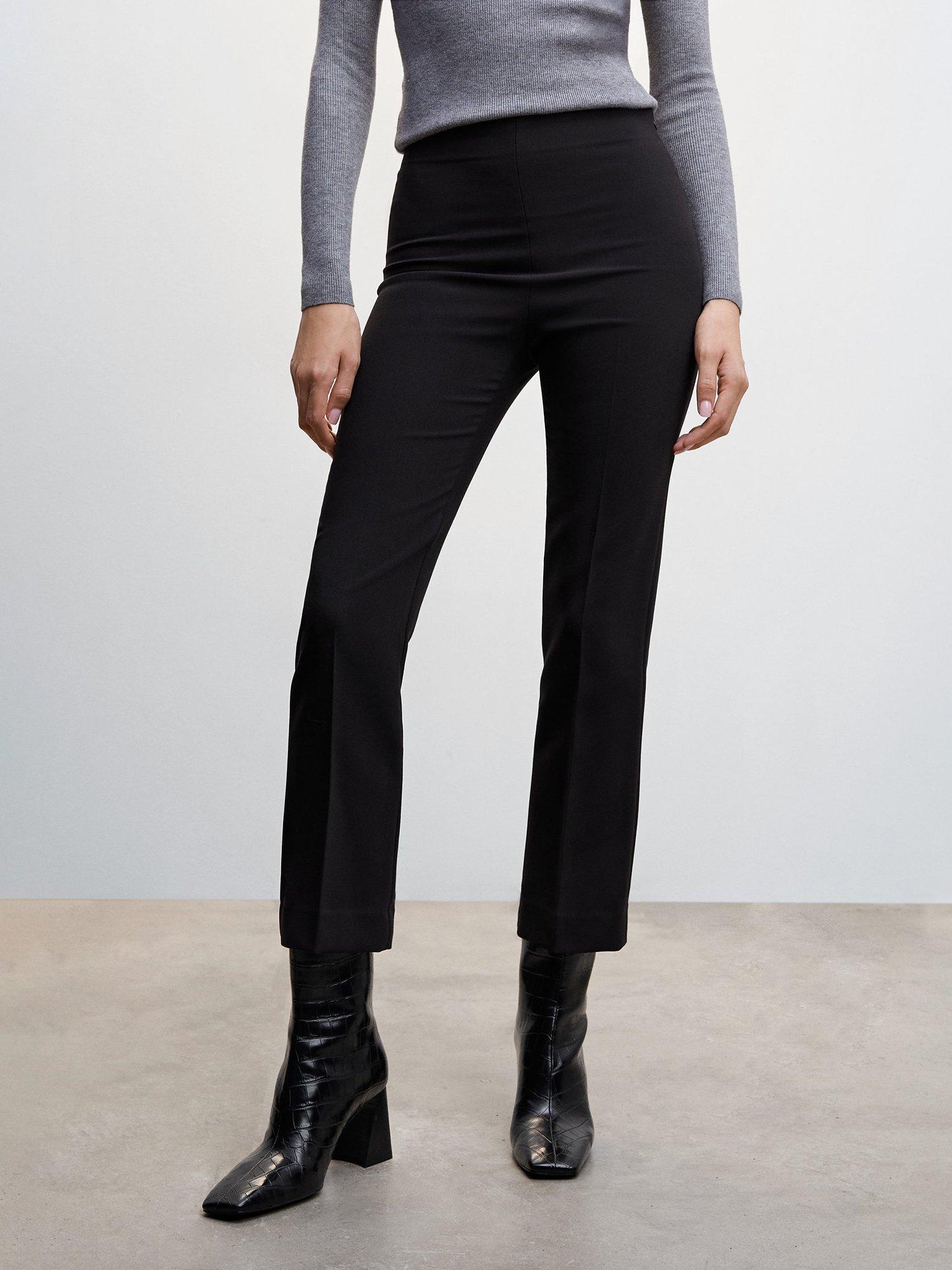 Mango Atenas Cropped Slim Trousers, Black