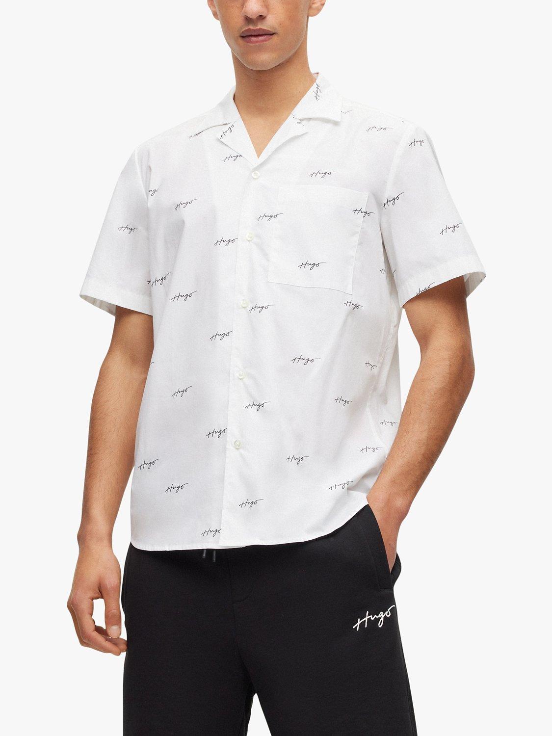 HUGO Ellino Short Sleeve Logo Shirt, Open White