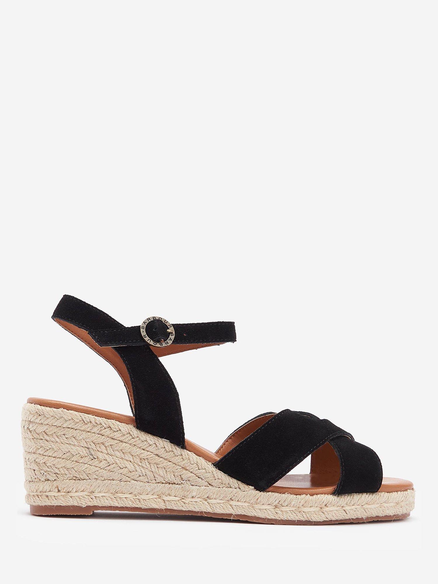 Barbour Emily Cross Strap Espadrille Sandals, Black