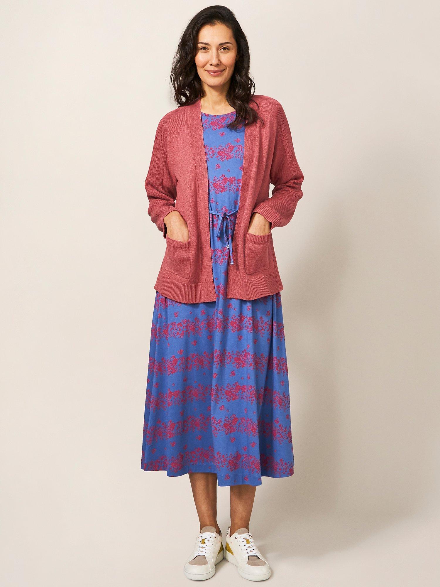 White Stuff Tiana Cotton Linen Blend Cardigan, Mid Pink, 12