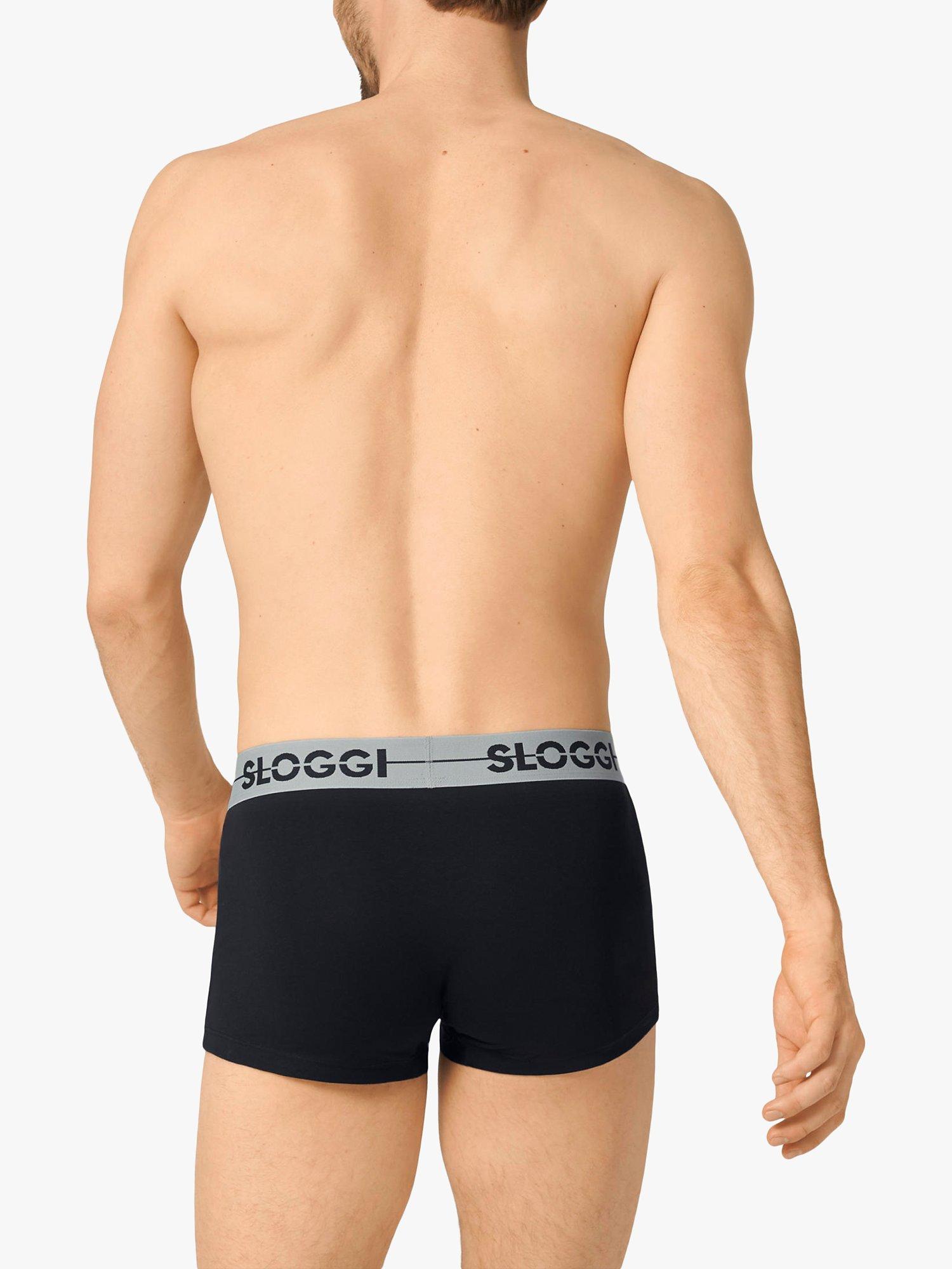 Product image 2 of 4, which shows sloggi GO Cotton Stretch Hipster Trunks, Pack of 3, Black, XL