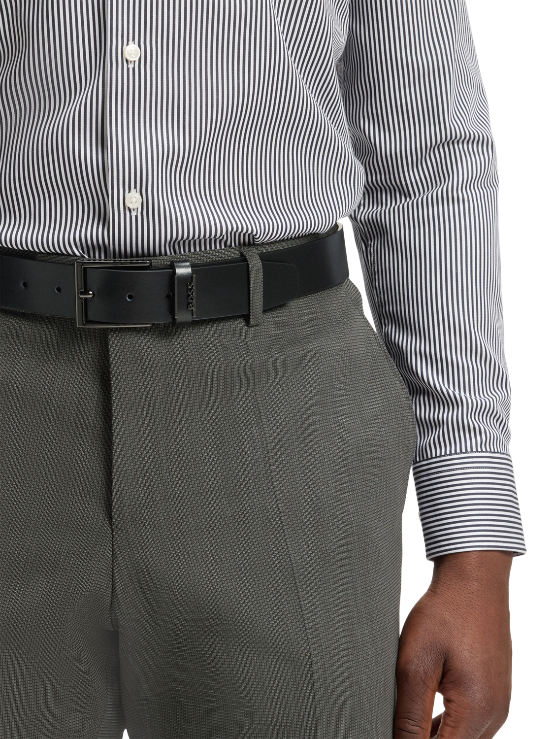 Product image 3 of 5, which shows HUGO BOSS Business Cole Leather Belt, Black, 30