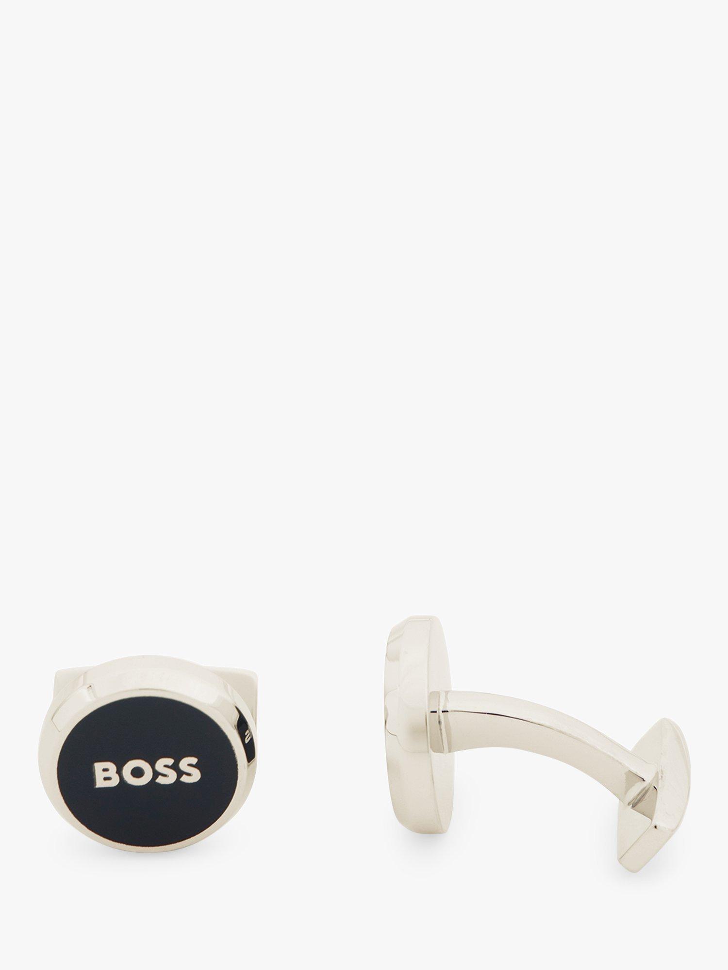 BOSS Andy Round Logo Cufflinks, Black