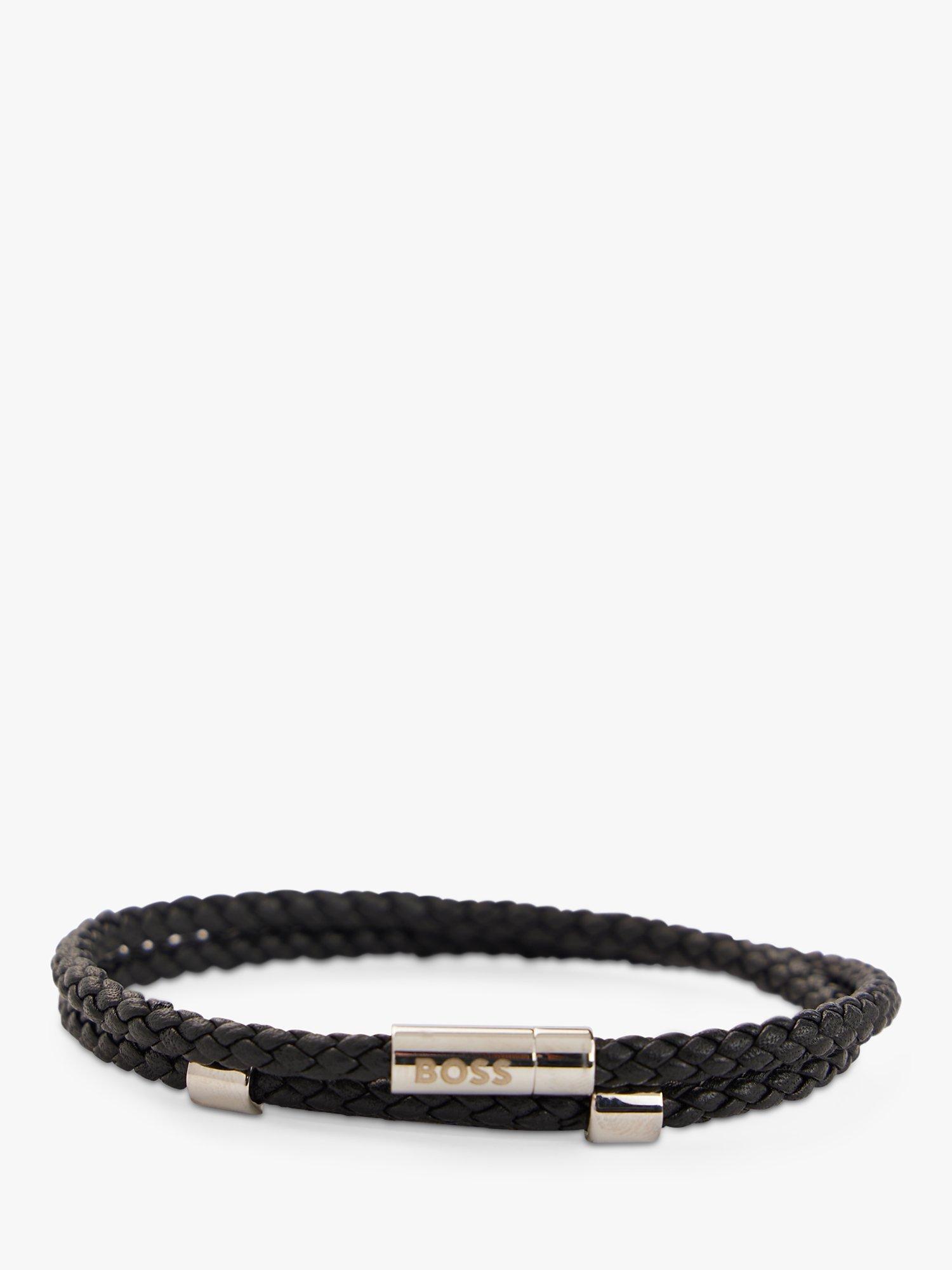 Product image 1 of 4, which shows BOSS Men's Benni Double Wrap Bracelet, Black