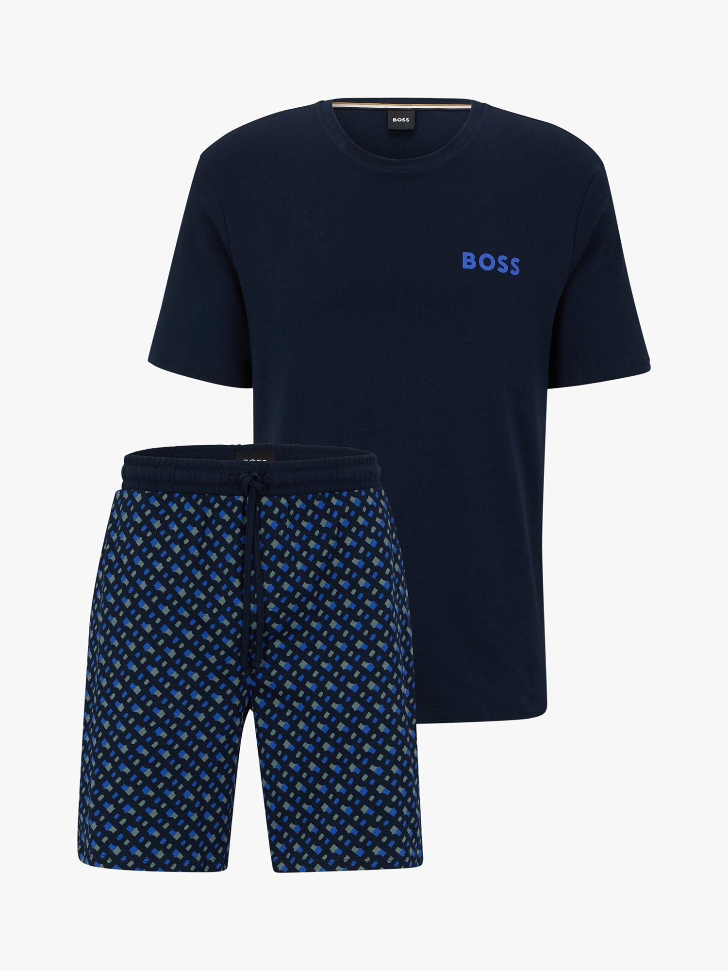 Product image 1 of 5, which shows BOSS Logo Shorts Pyjamas, Bright Blue/Multi, S