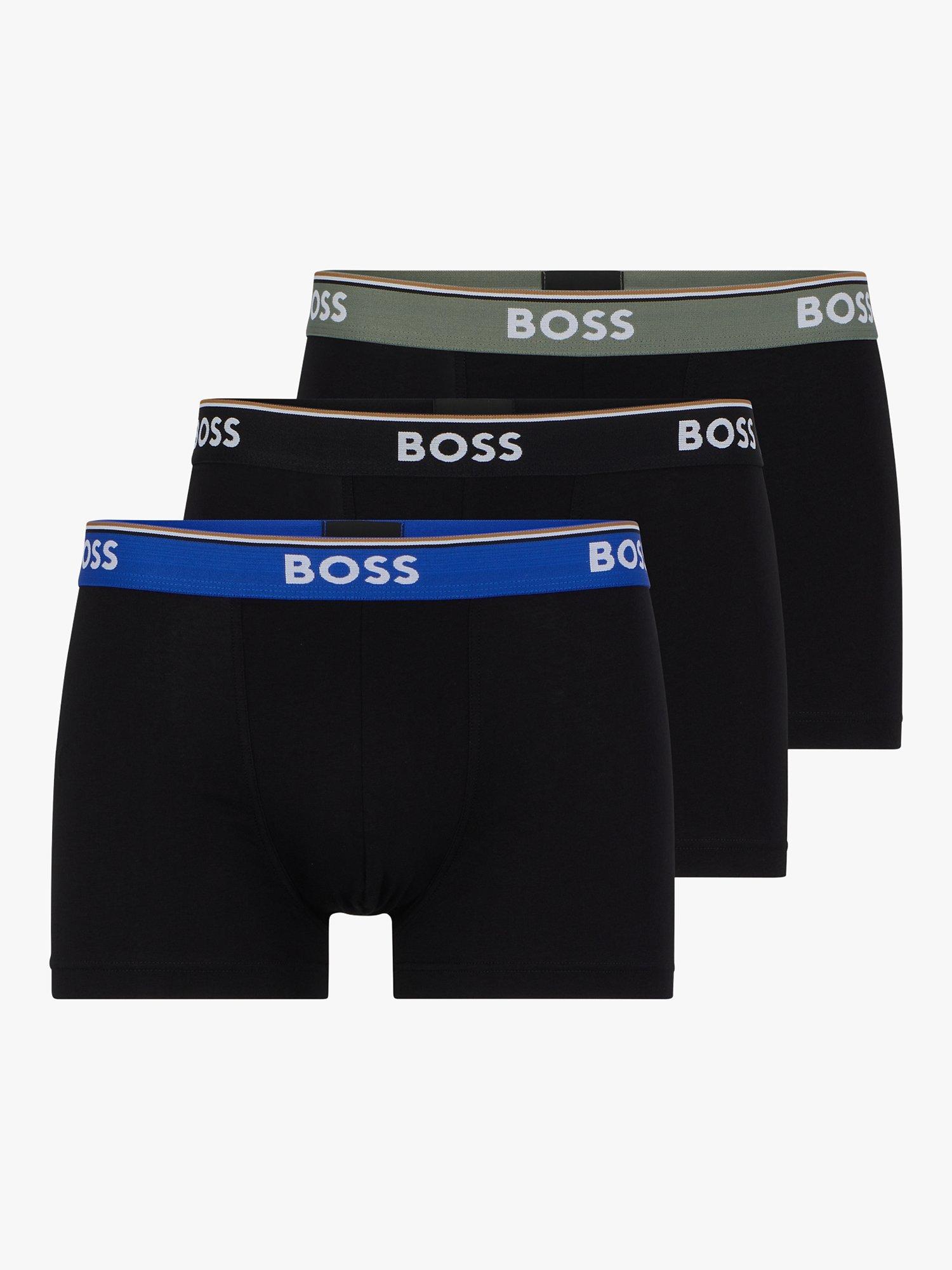 HUGO BOSS Power Cotton Logo Waistband Trunks, Pack of 3, Multi