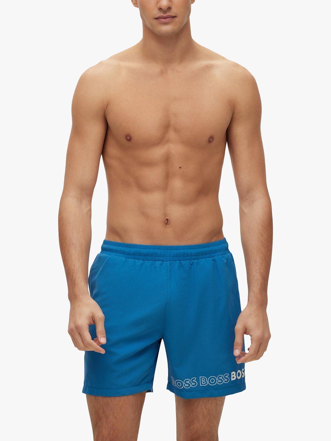 BOSS Dolphin Logo Swim Shorts, Medium Blue