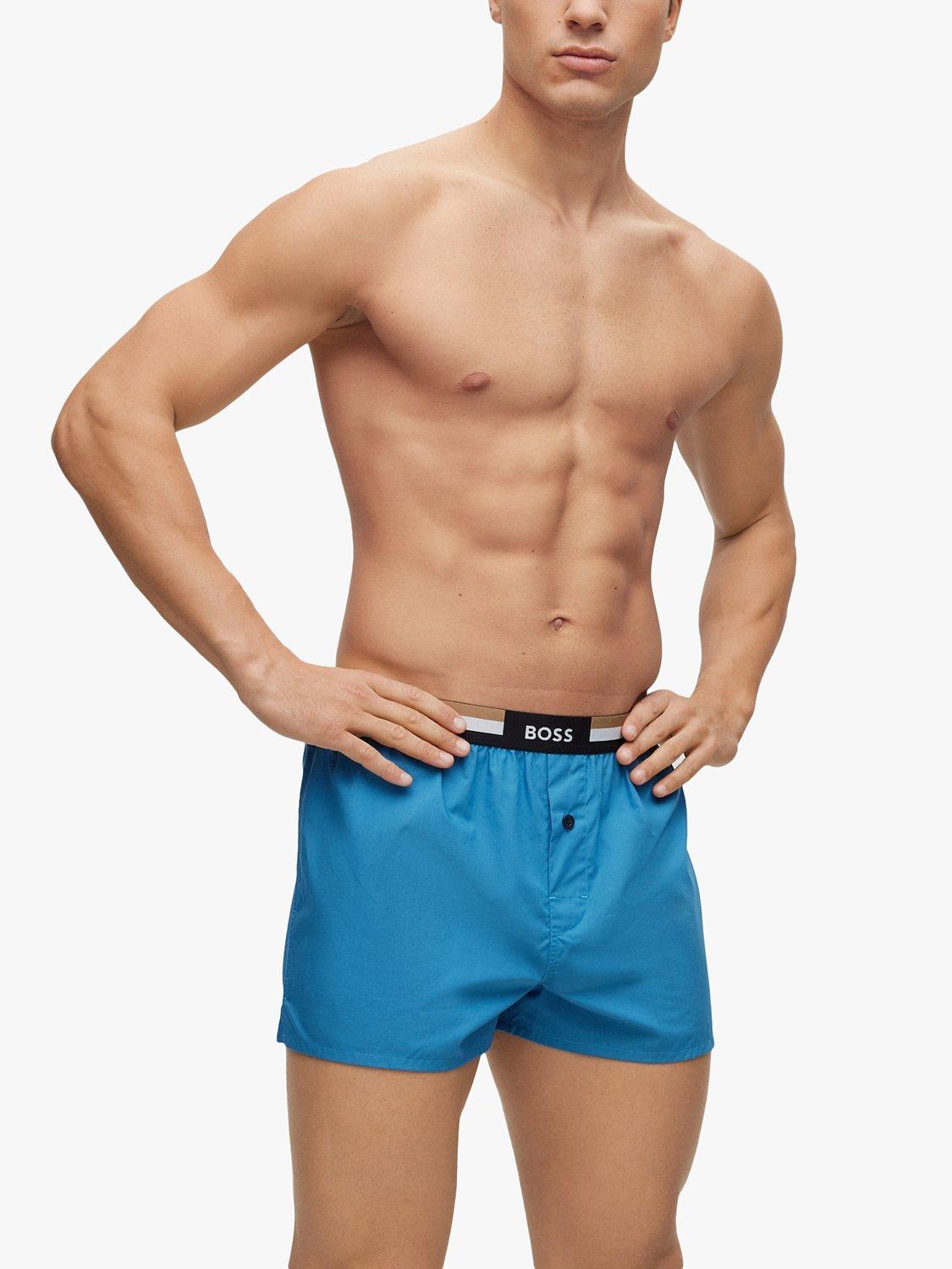 Product image 1 of 5, which shows BOSS Cotton Boxers, Pack of 2, Blue, S