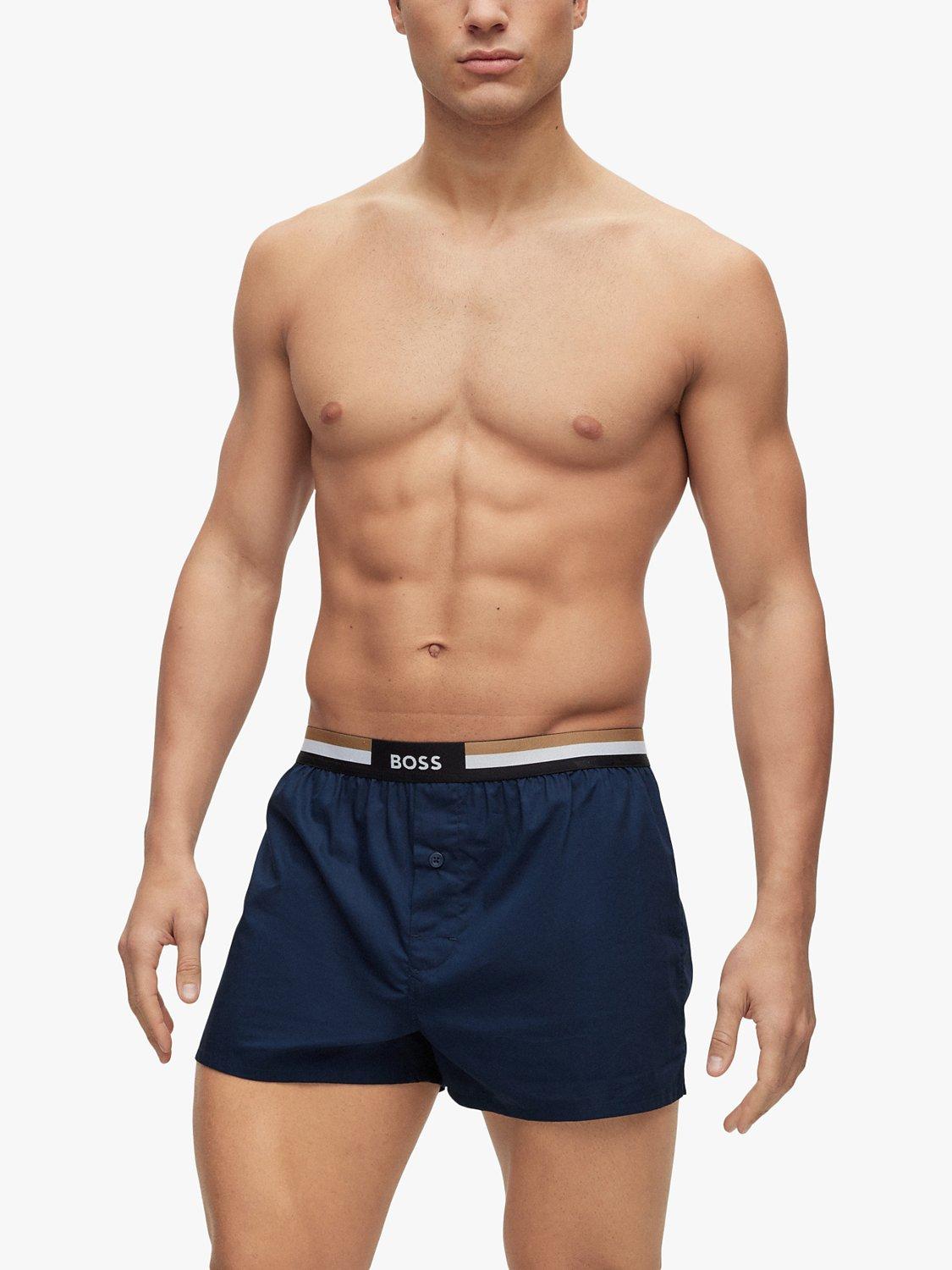 Product image 3 of 5, which shows BOSS Cotton Boxers, Pack of 2, Blue, S