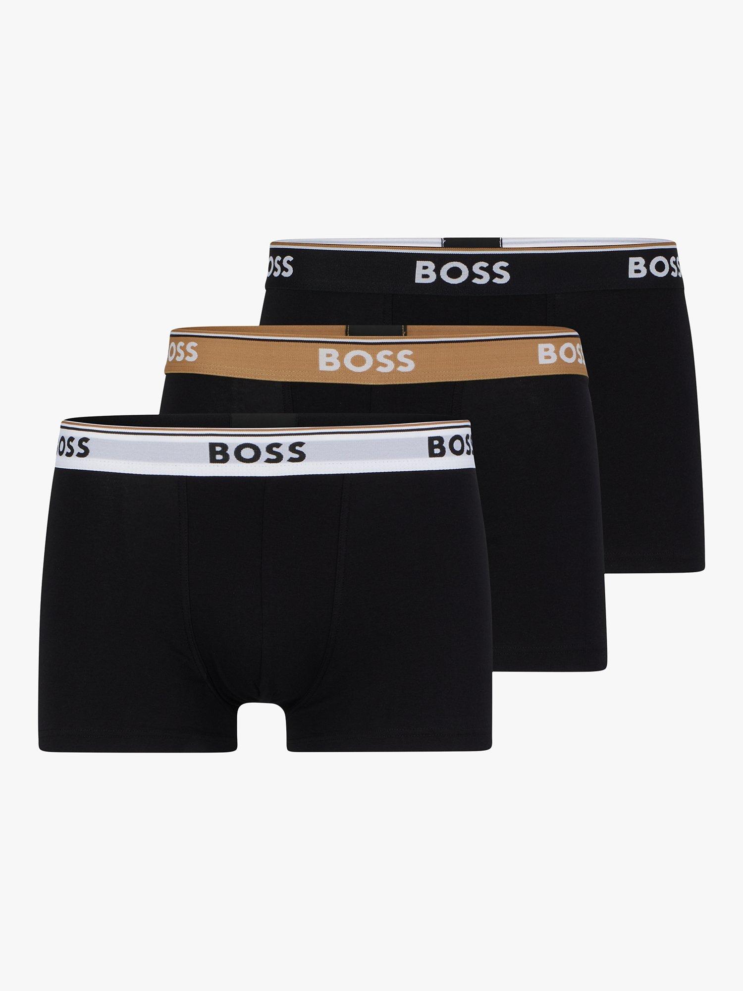 Product image 1 of 1, which shows BOSS Power Cotton Blend Trunks, Pack of 3, Black/Multi, S