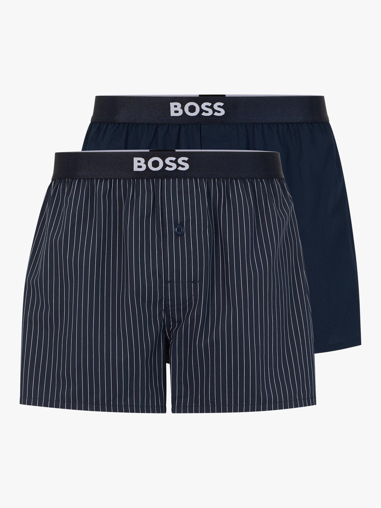 Product image 4 of 5, which shows BOSS Cotton Boxers, Pack of 2, Dark Blue/Stripe, XL