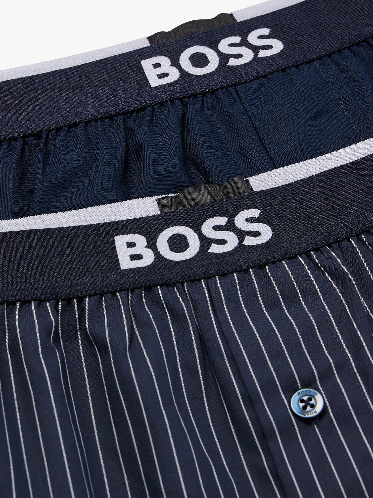 Product image 5 of 5, which shows BOSS Cotton Boxers, Pack of 2, Dark Blue/Stripe, XL