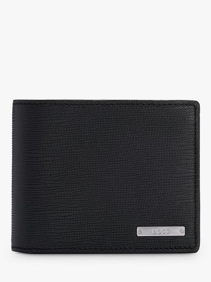 BOSS Gallery Trifold Tumbled Leather Wallet, Black, Black