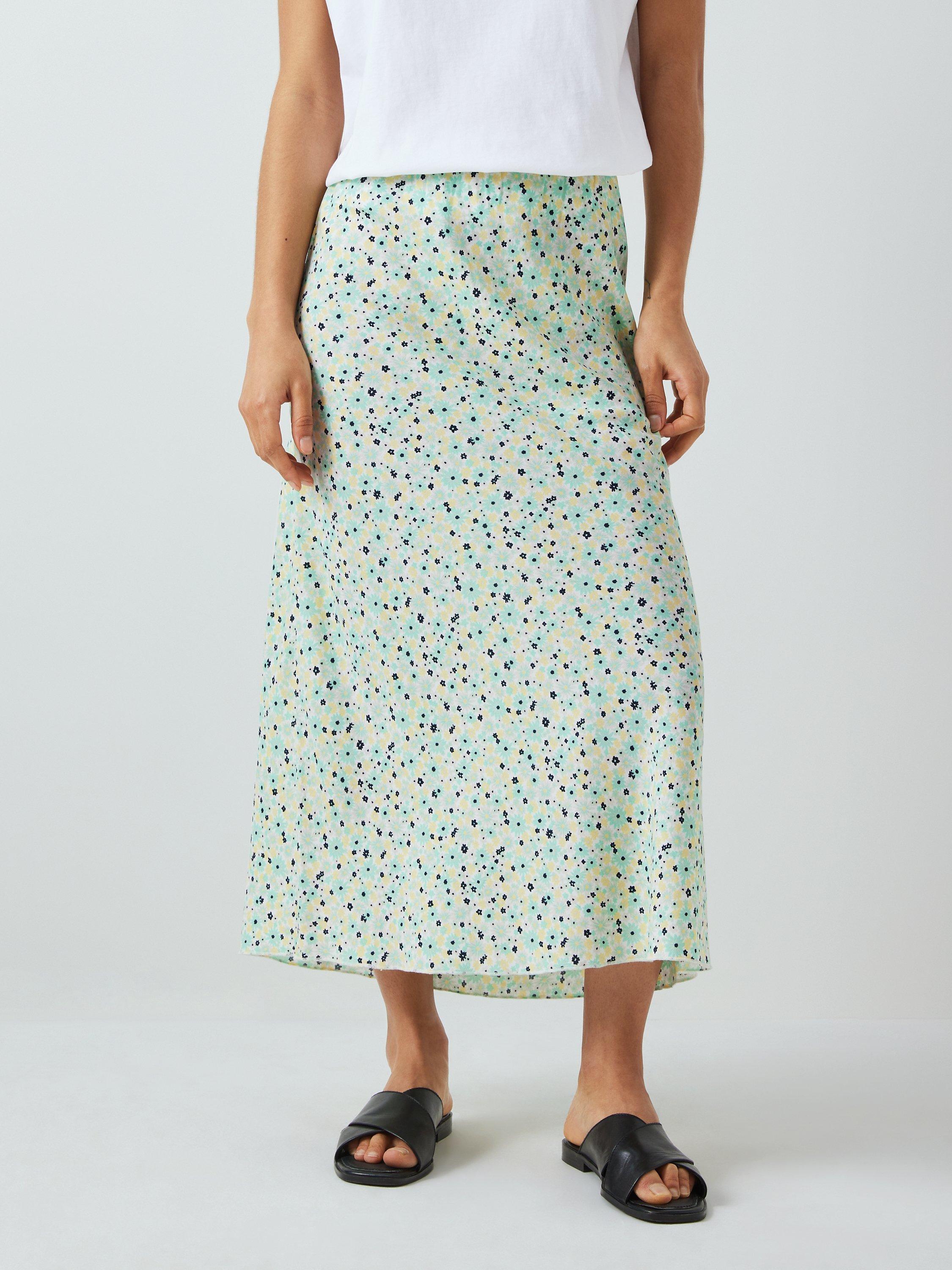 John Lewis ANYDAY Floral Slip Midi Skirt, Yellow