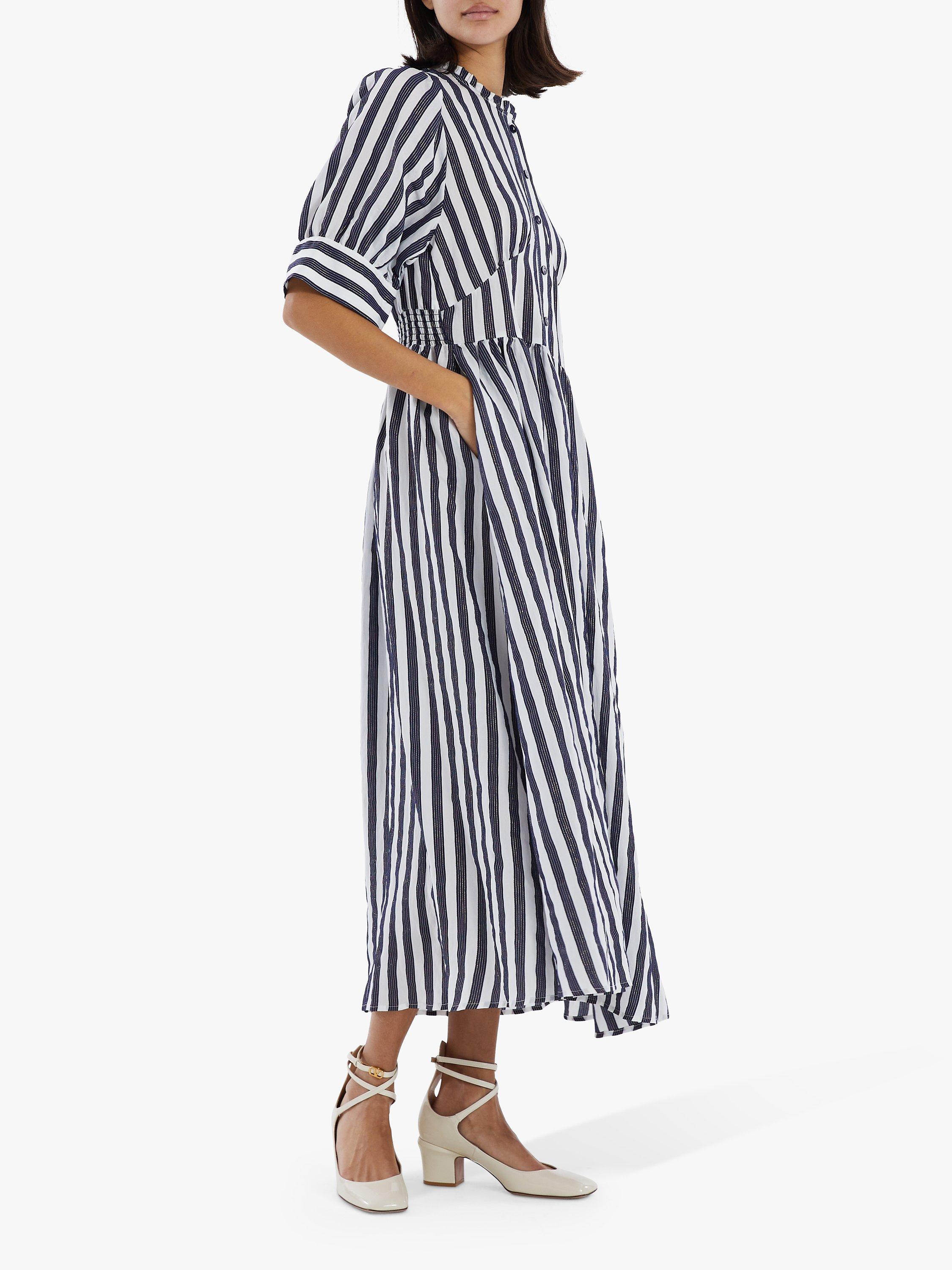 Lollys Laundry Boston Striped Midi Shirt Dress, Blue/White