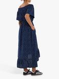 Lollys Laundry Flora Polka Dot Off The Shoulder Maxi Dress, Navy/White