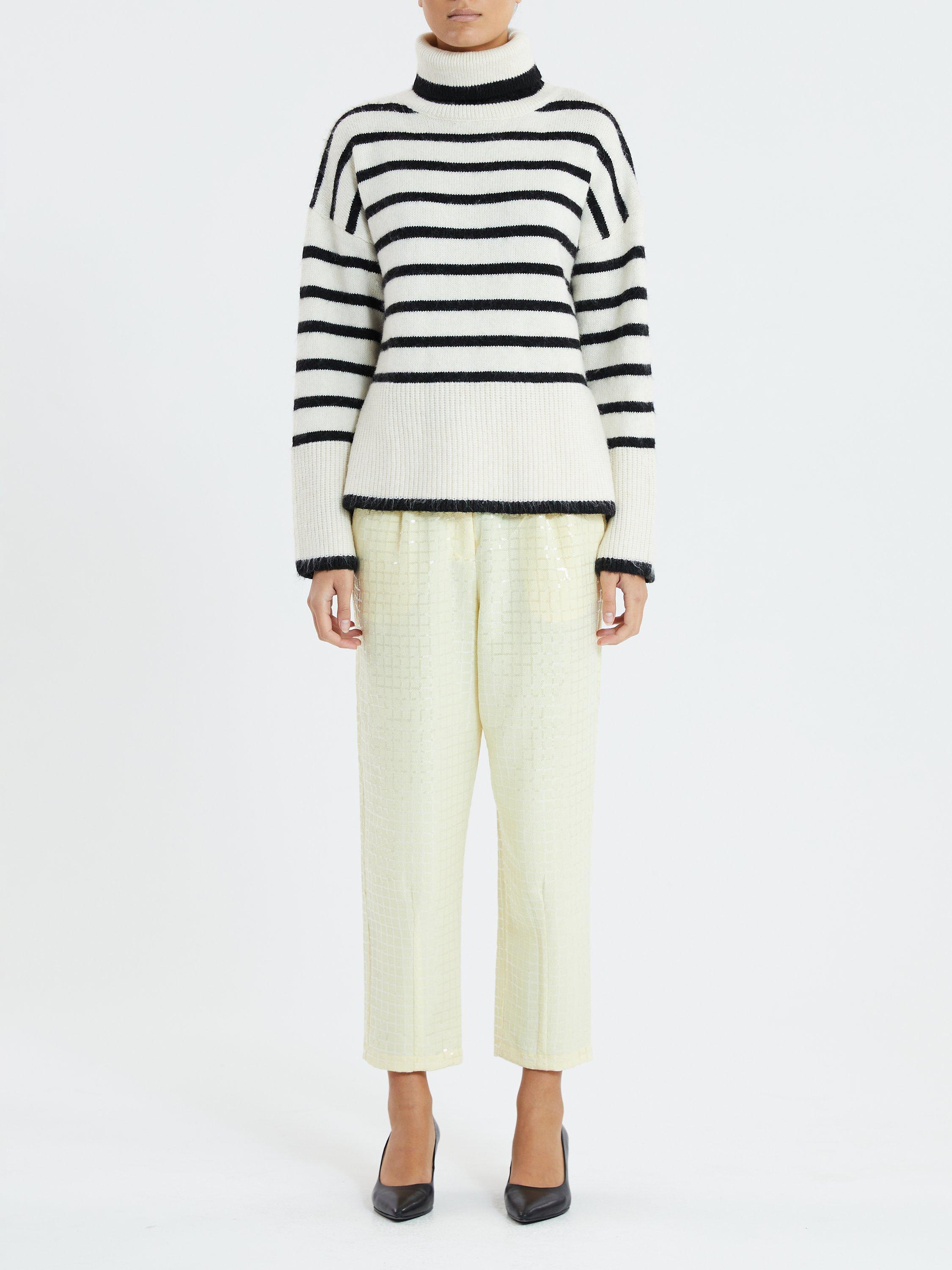 Lollys Laundry Avalon Turtleneck Stripe Jumper, Black
