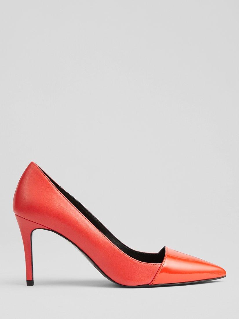 L.K.Bennett Emberlynn Nappa Leather Court Shoes, Red-poppy