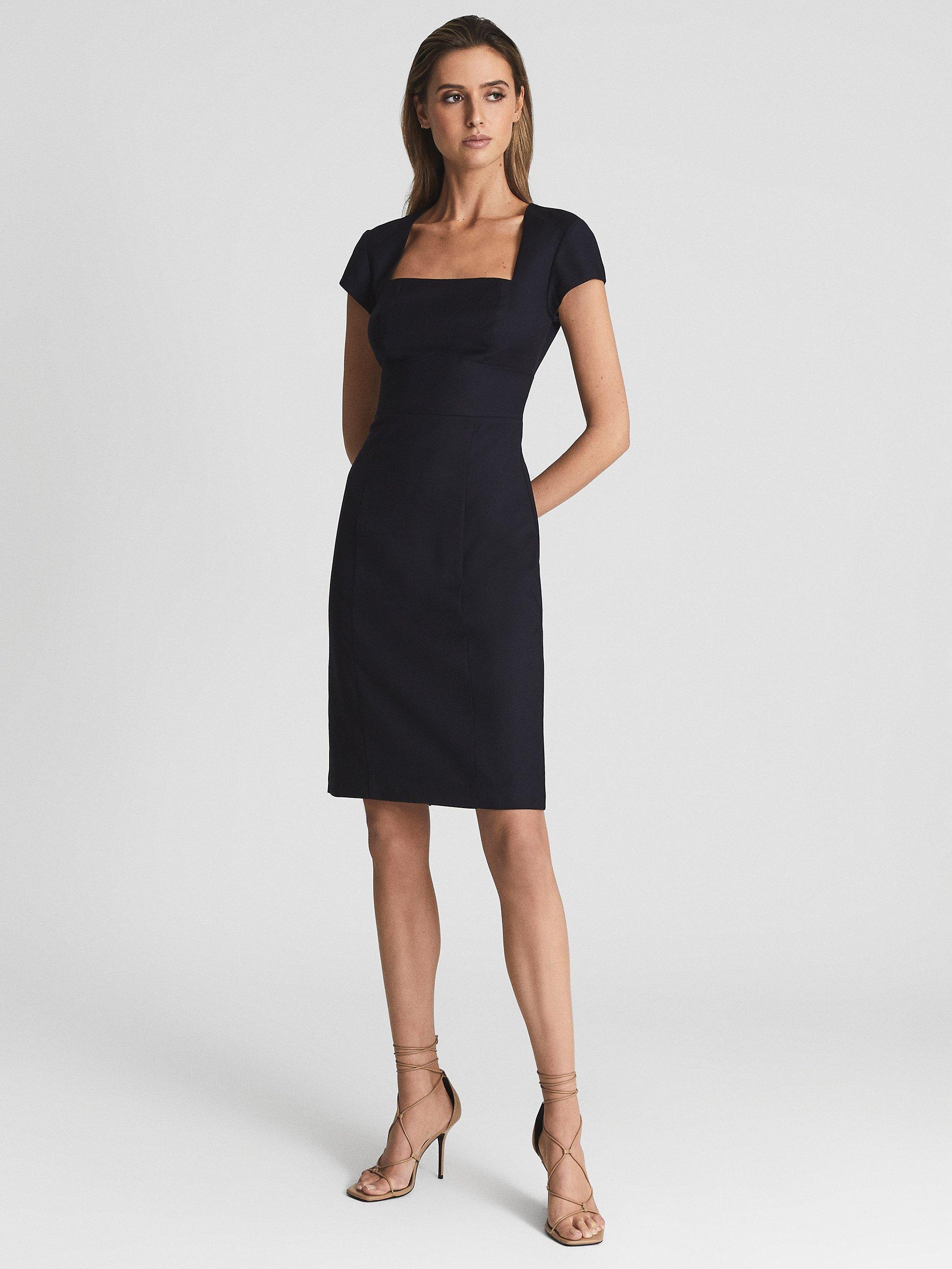 Reiss Petite Haisley Mini Dress, Navy, 10