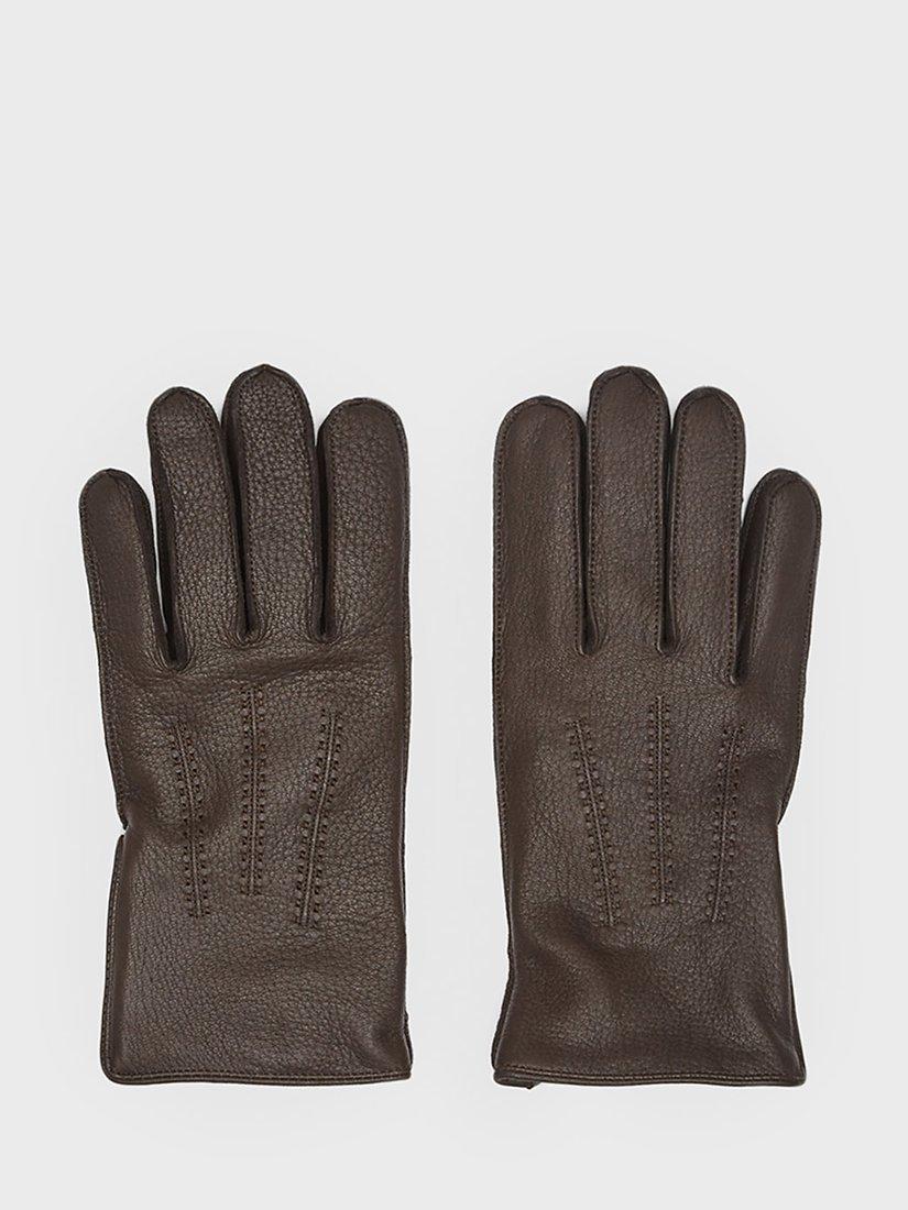 Reiss Iowa Leather Gloves, Chocolate