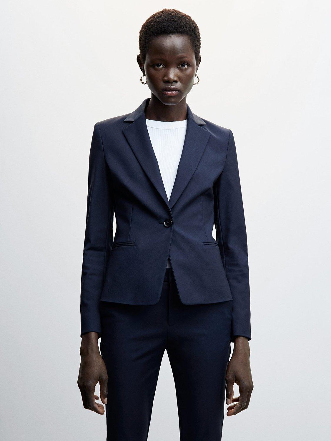 Mango Cofi Structured Suit Blazer, Navy