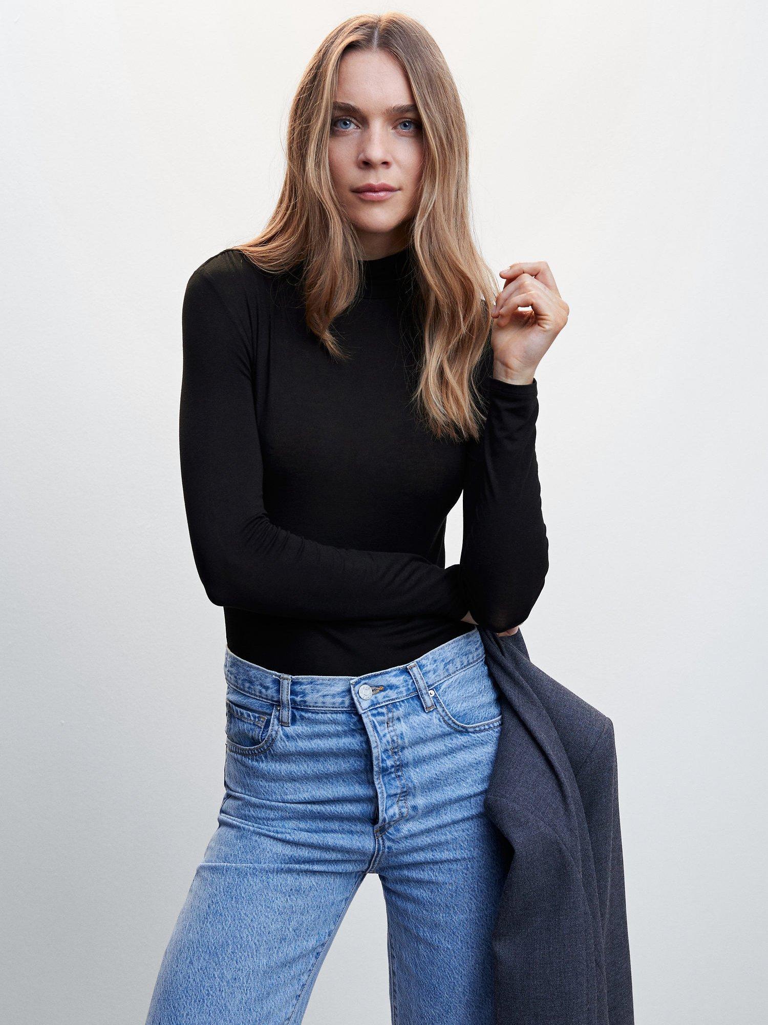 Mango Turtleneck Long Sleeved T-Shirt, Black, M