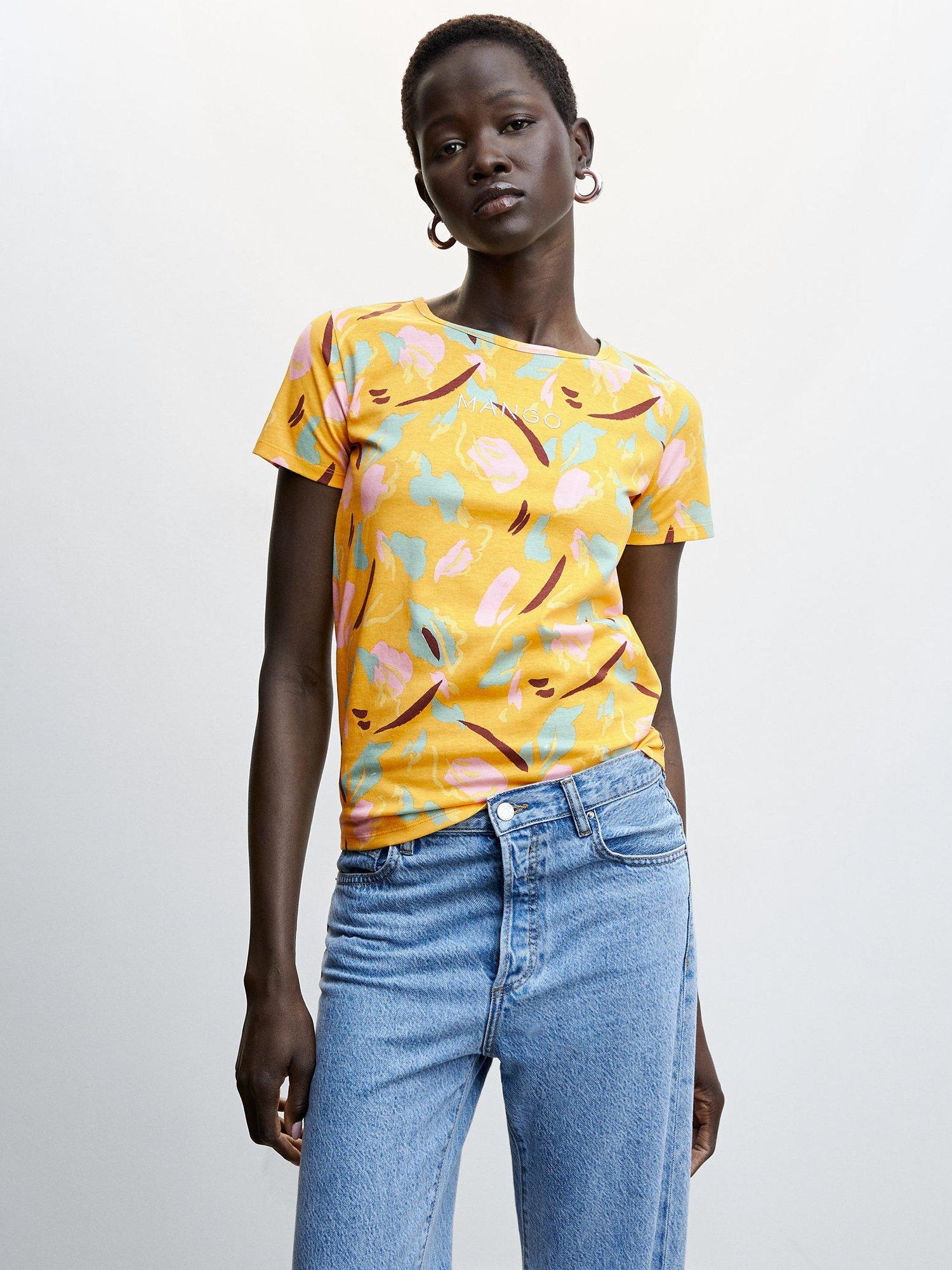 Mango Mangofi Cotton T-Shirt, Medium Yellow