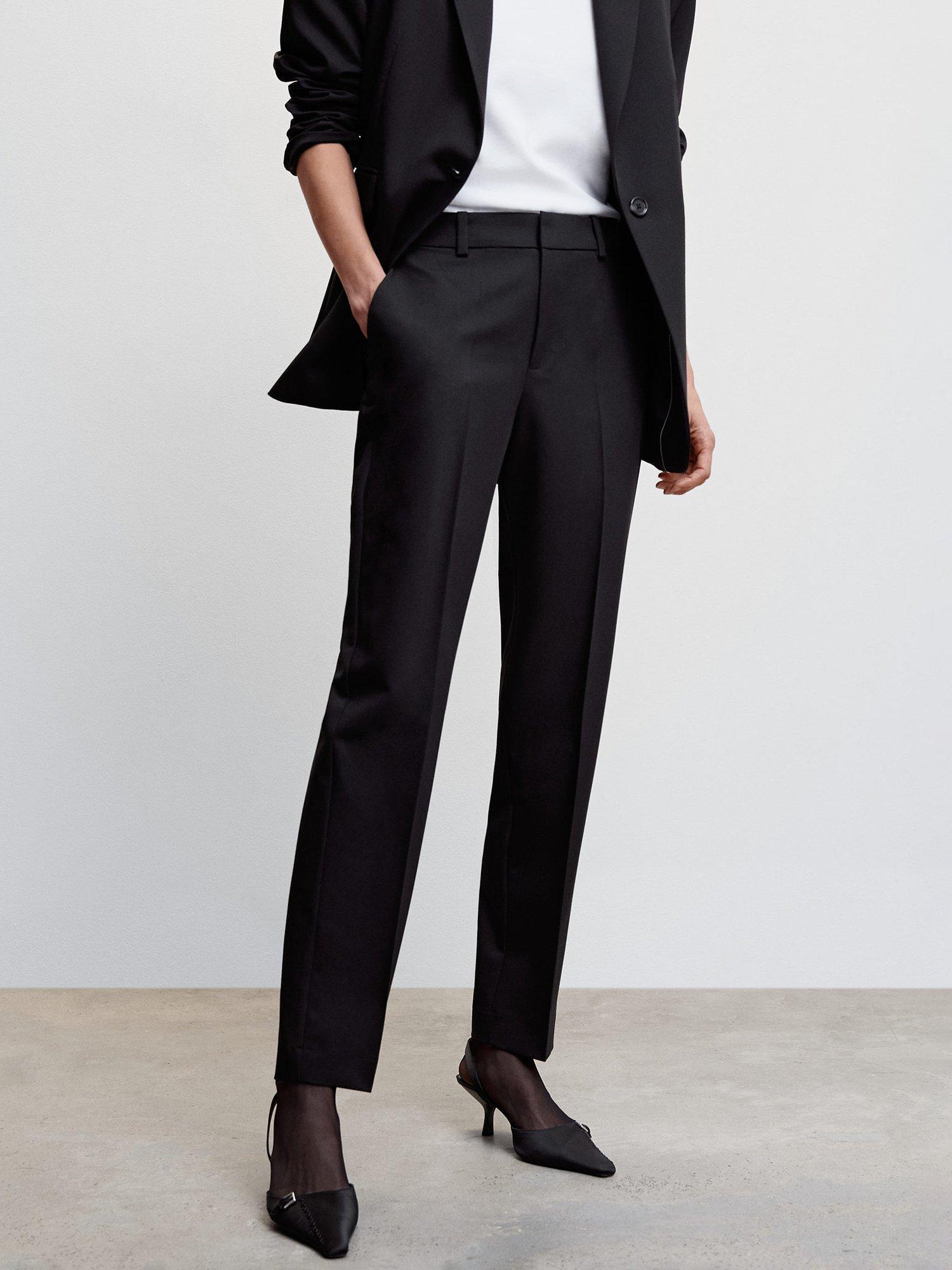 Mango Boreal Pleated Suit Trousers, Black