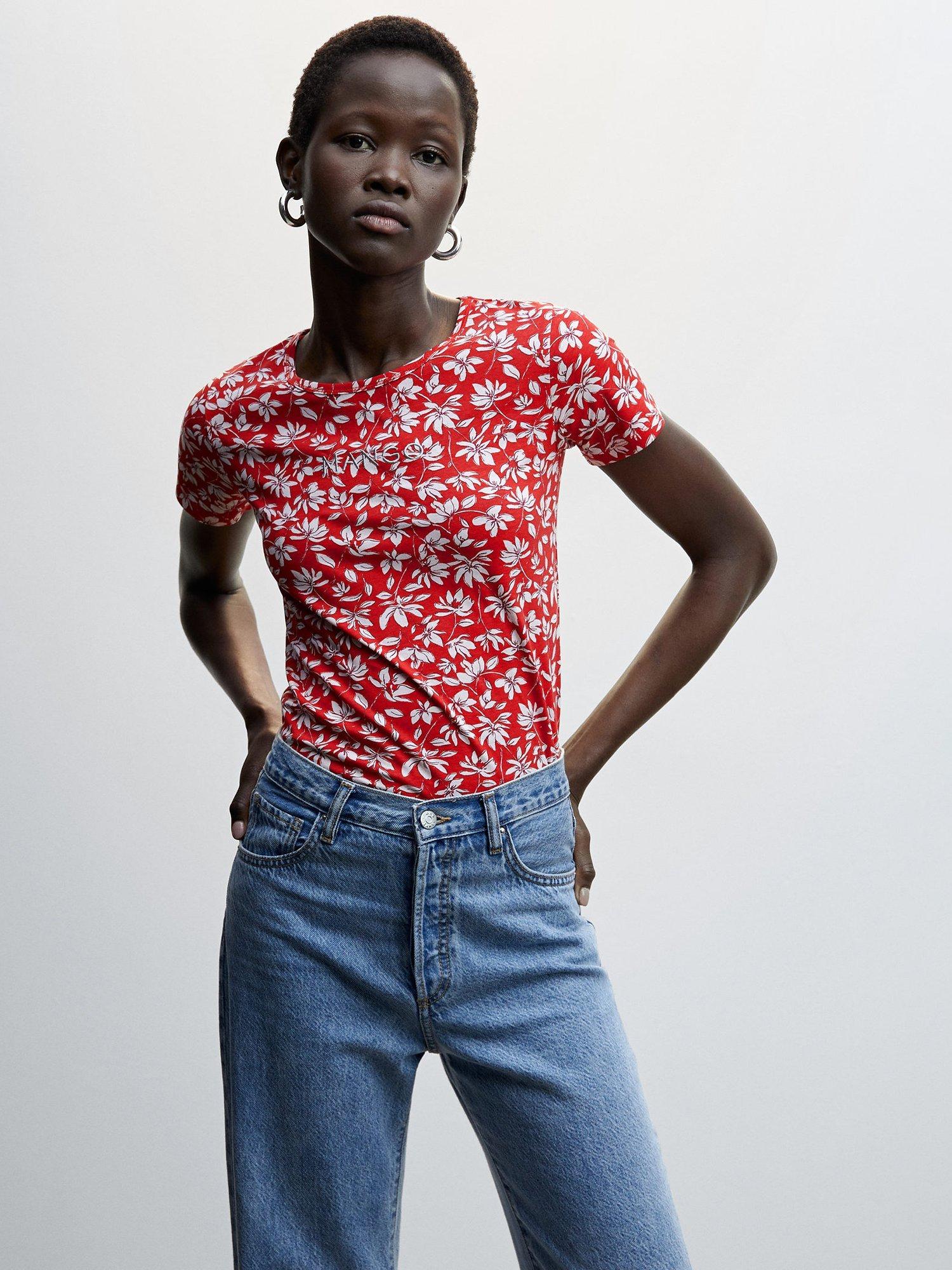 Mango Mangofi Cotton T-Shirt, Red