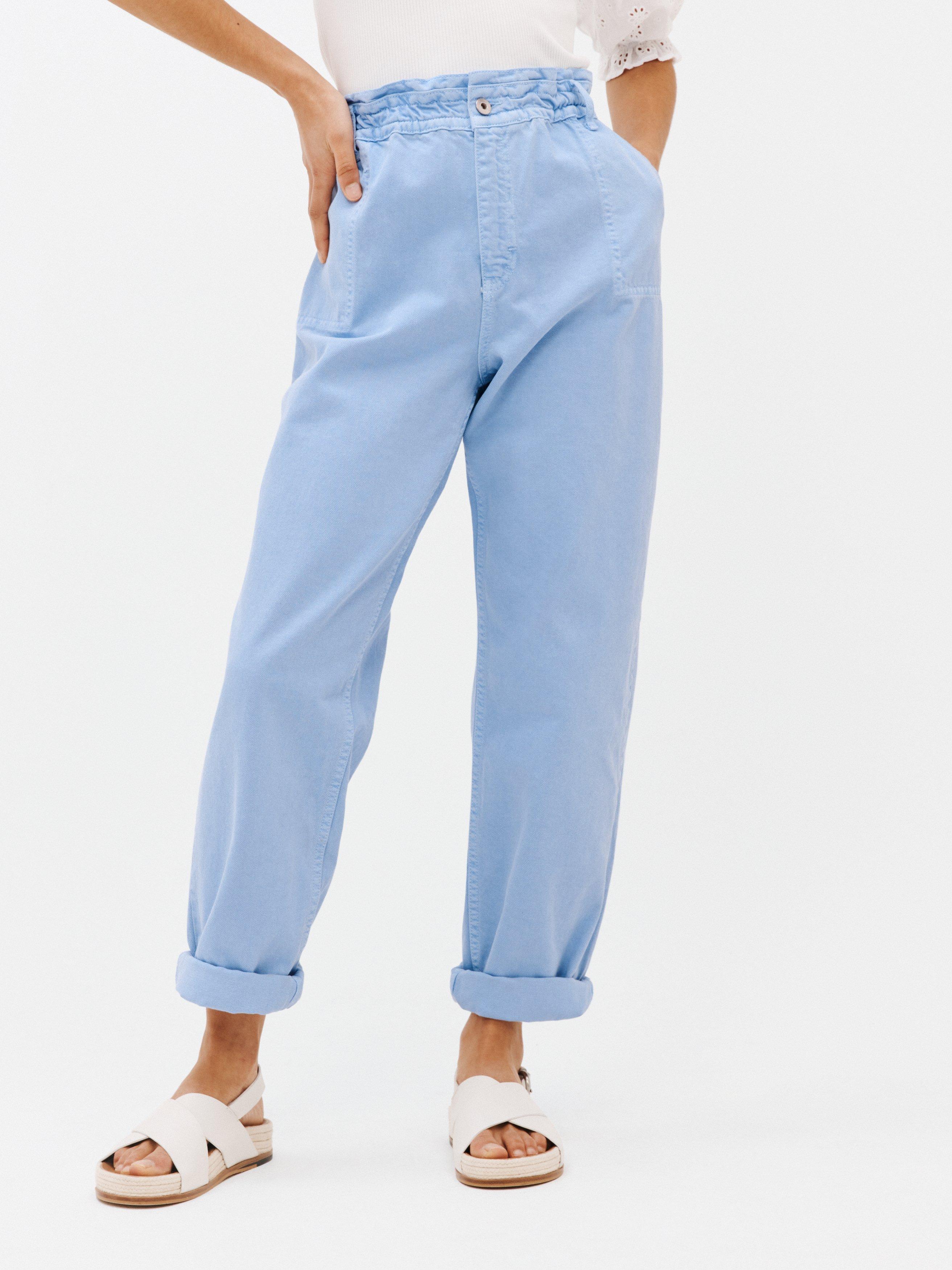 John Lewis ANYDAY Plain Utility Paperbag Trousers, Blue
