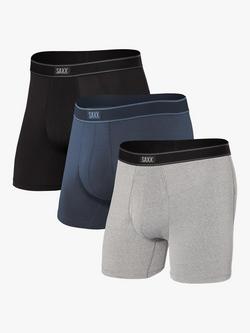 SAXX Daytripper Trunks, Pack of 3, Black/Grey/Navy, Black/Grey/Navy