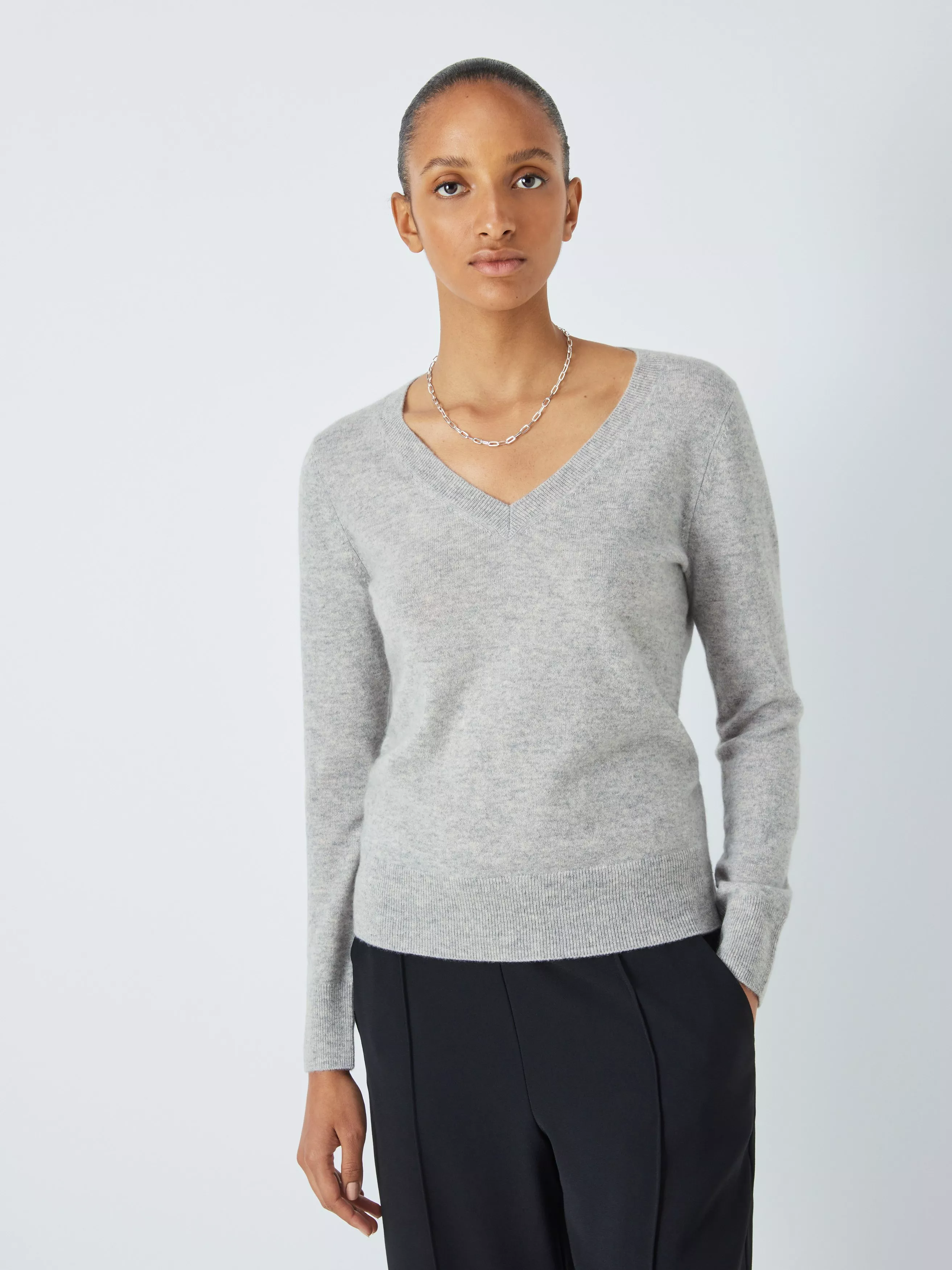 Dark grey v neck jumper womens best sale