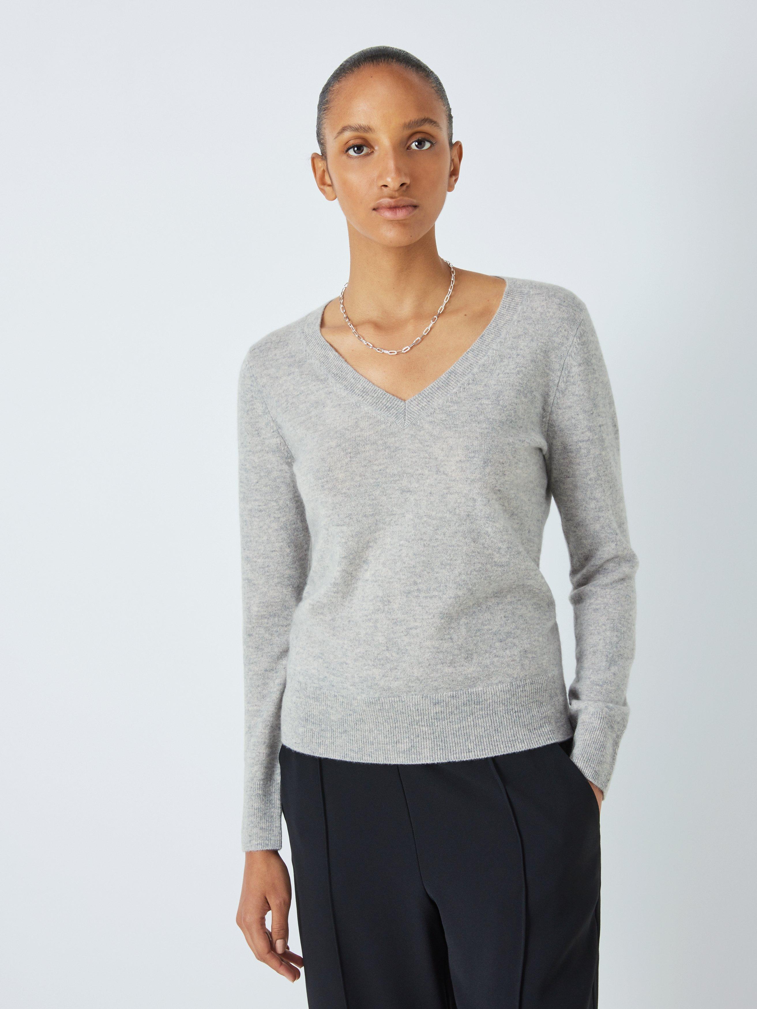 Grey v neck cashmere sweater best sale