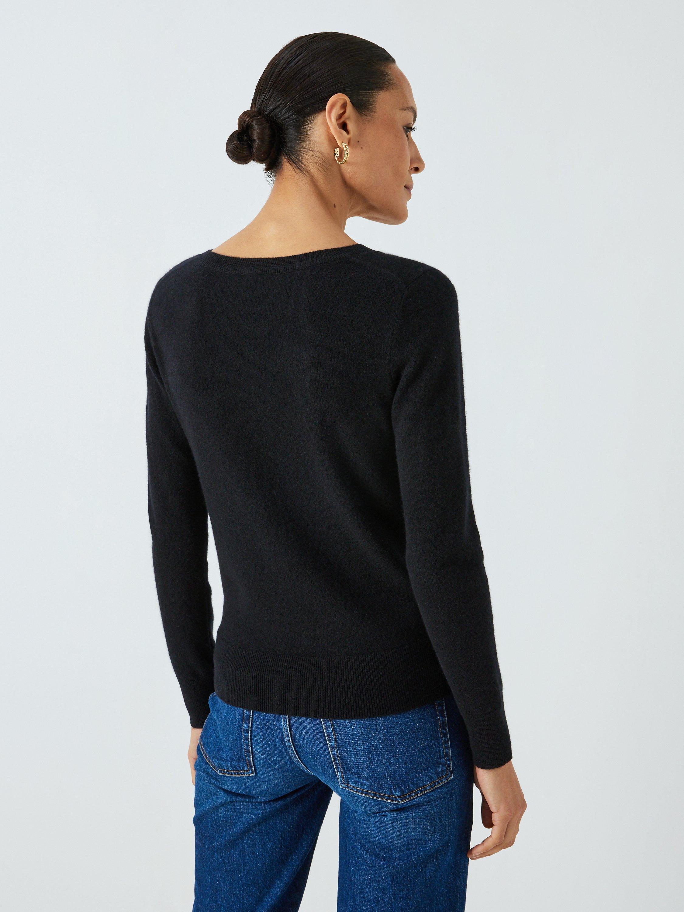 Product image 2 of 6, which shows John Lewis Easy Cashmere V-Neck Jumper, Black, 8
